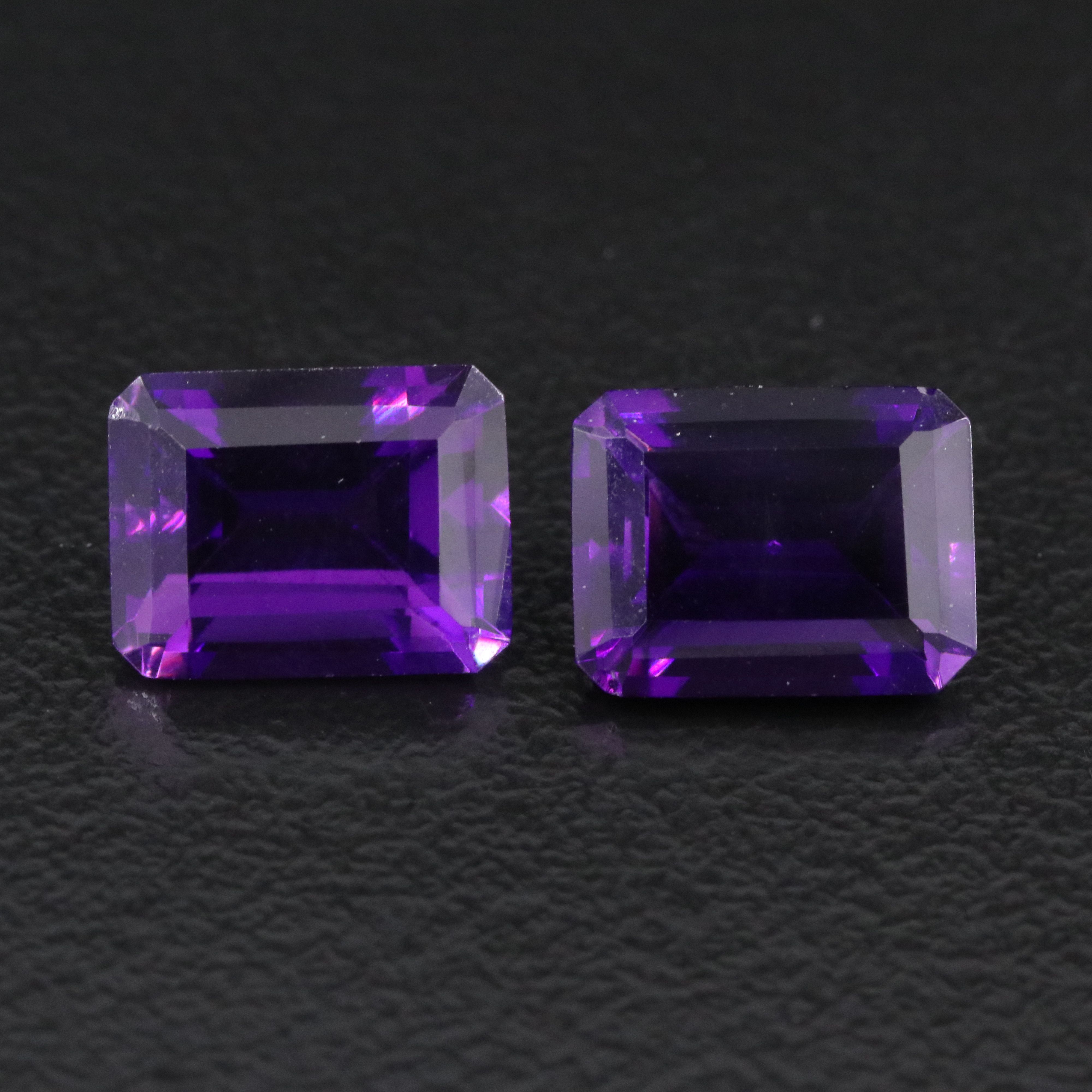 Loose 4.21 CTW Lab Grown Amethyst Pair