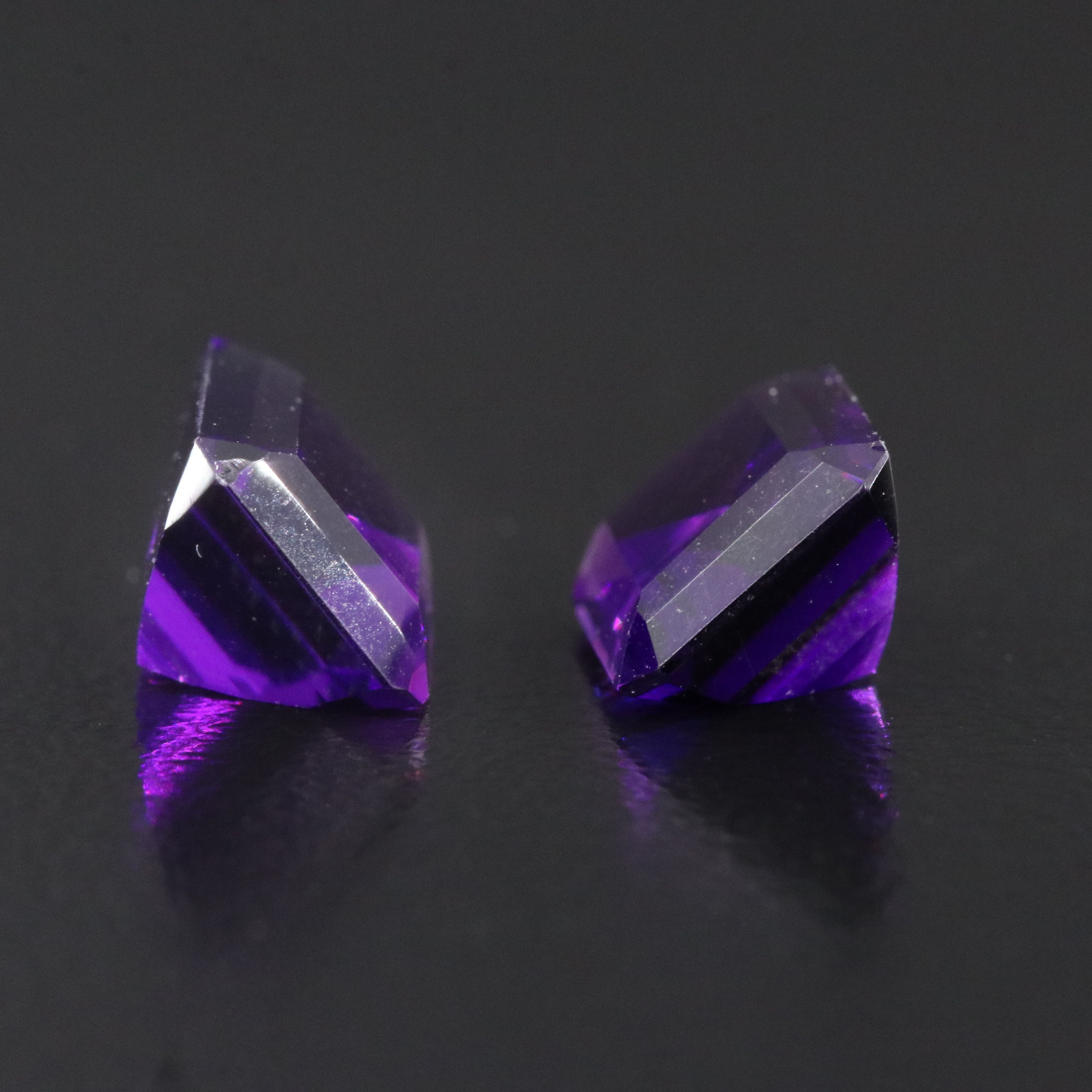 Loose 4.21 CTW Lab Grown Amethyst Pair