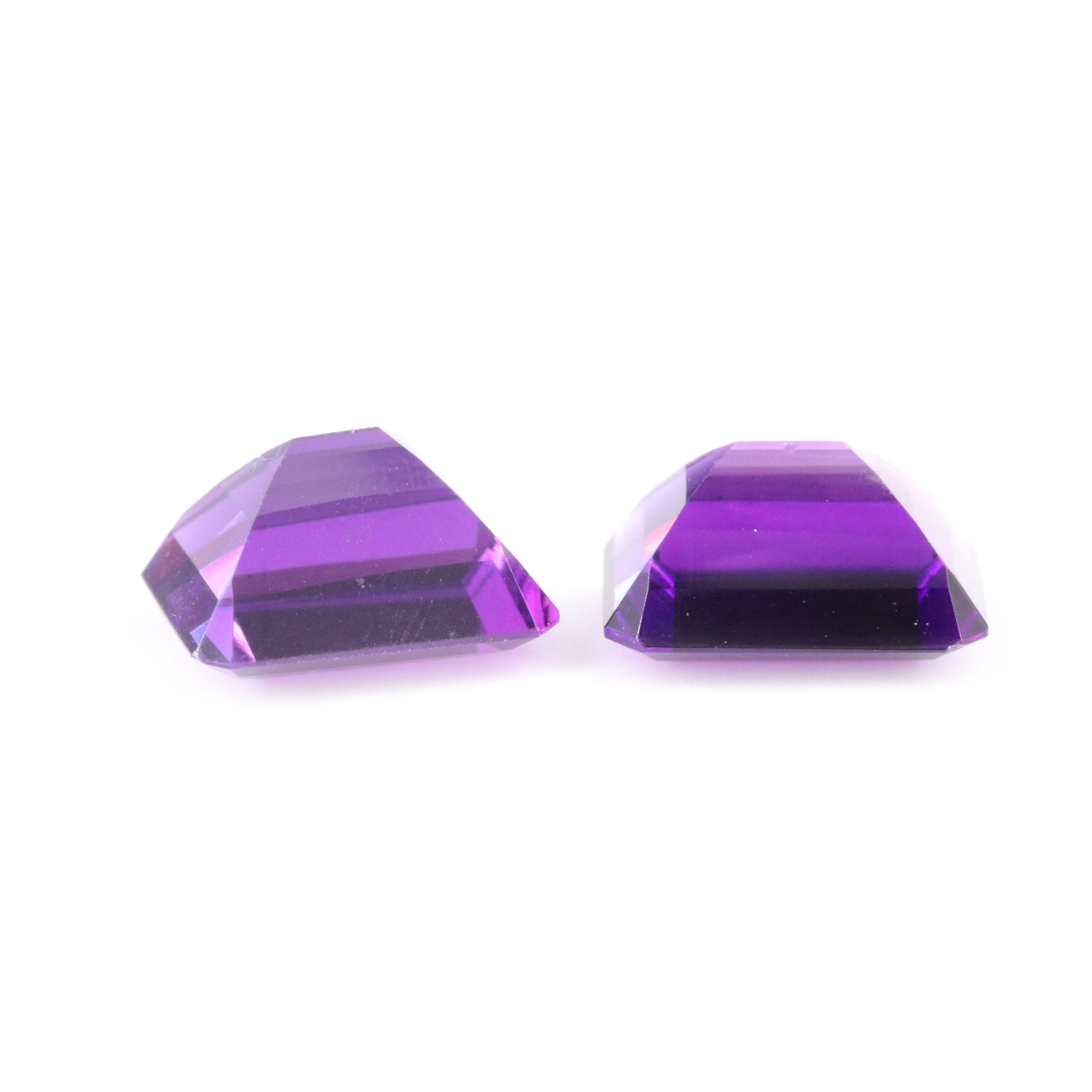 Loose 4.21 CTW Lab Grown Amethyst Pair