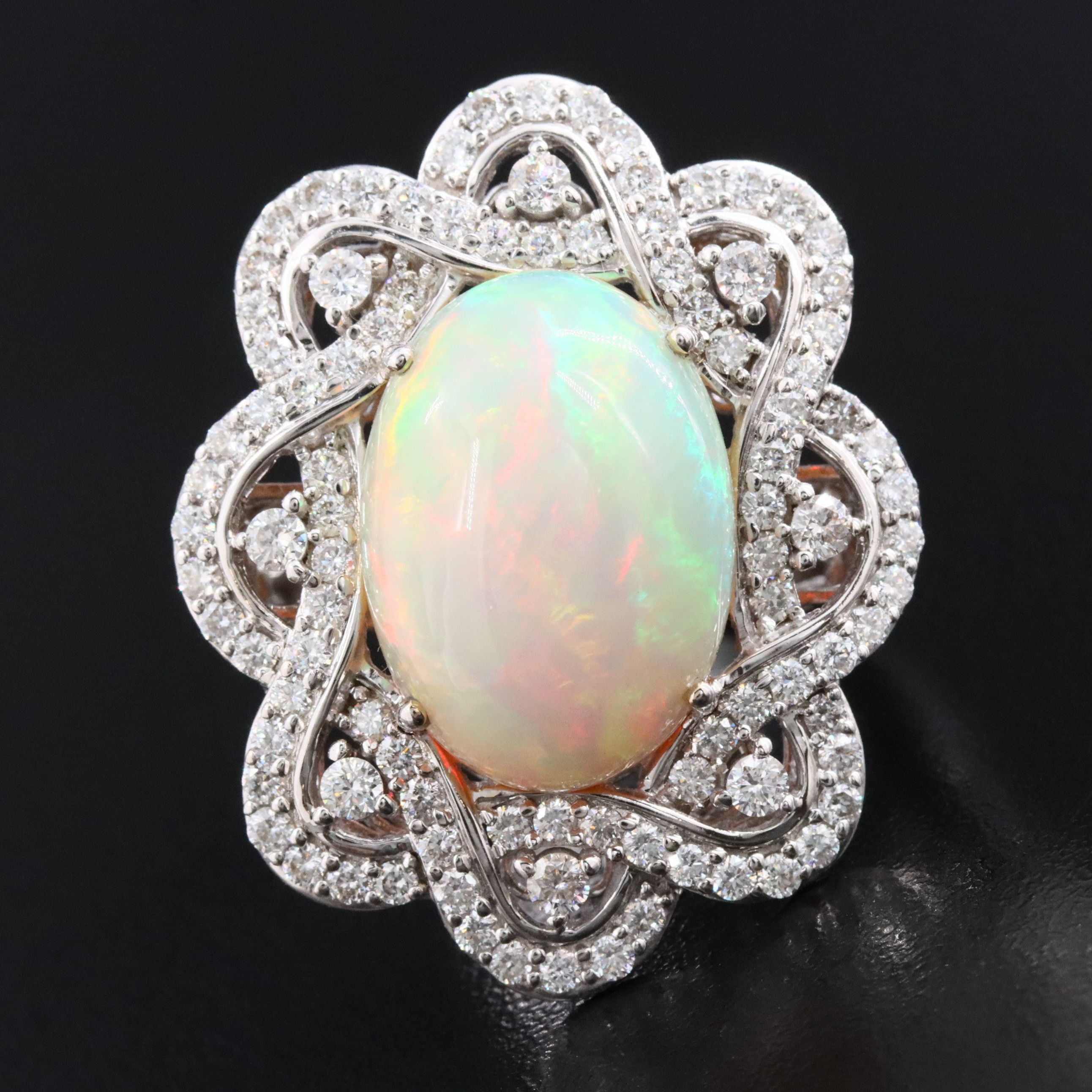 Chromia 18K 9.14 CT Opal and Diamond Ring