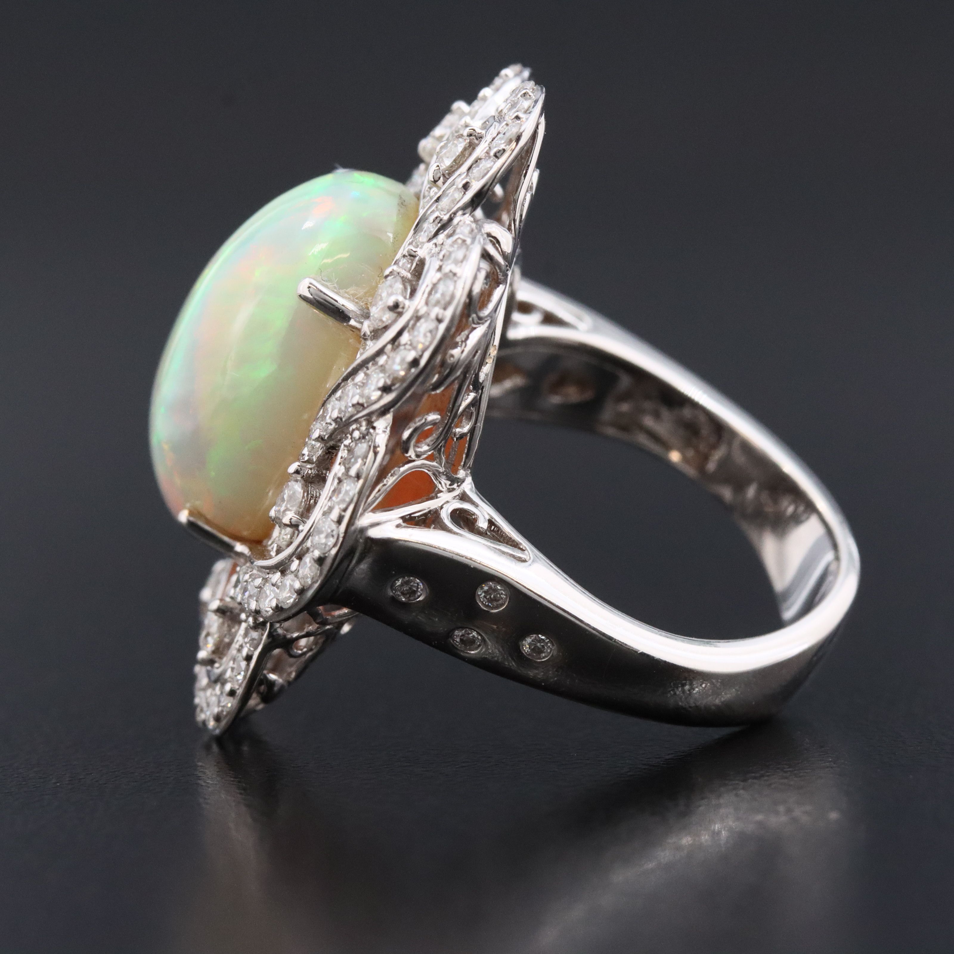 Chromia 18K 9.14 CT Opal and Diamond Ring