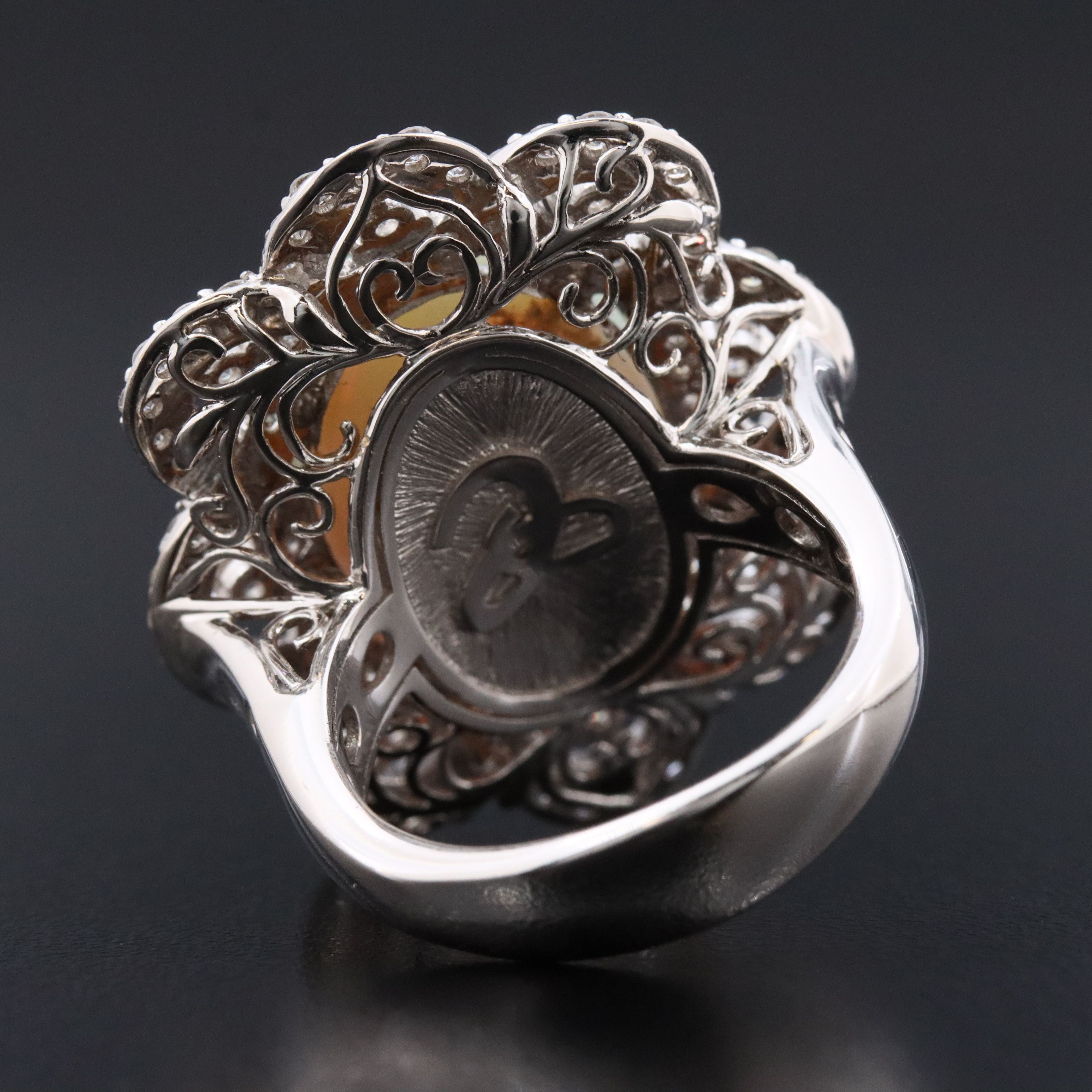 Chromia 18K 9.14 CT Opal and Diamond Ring