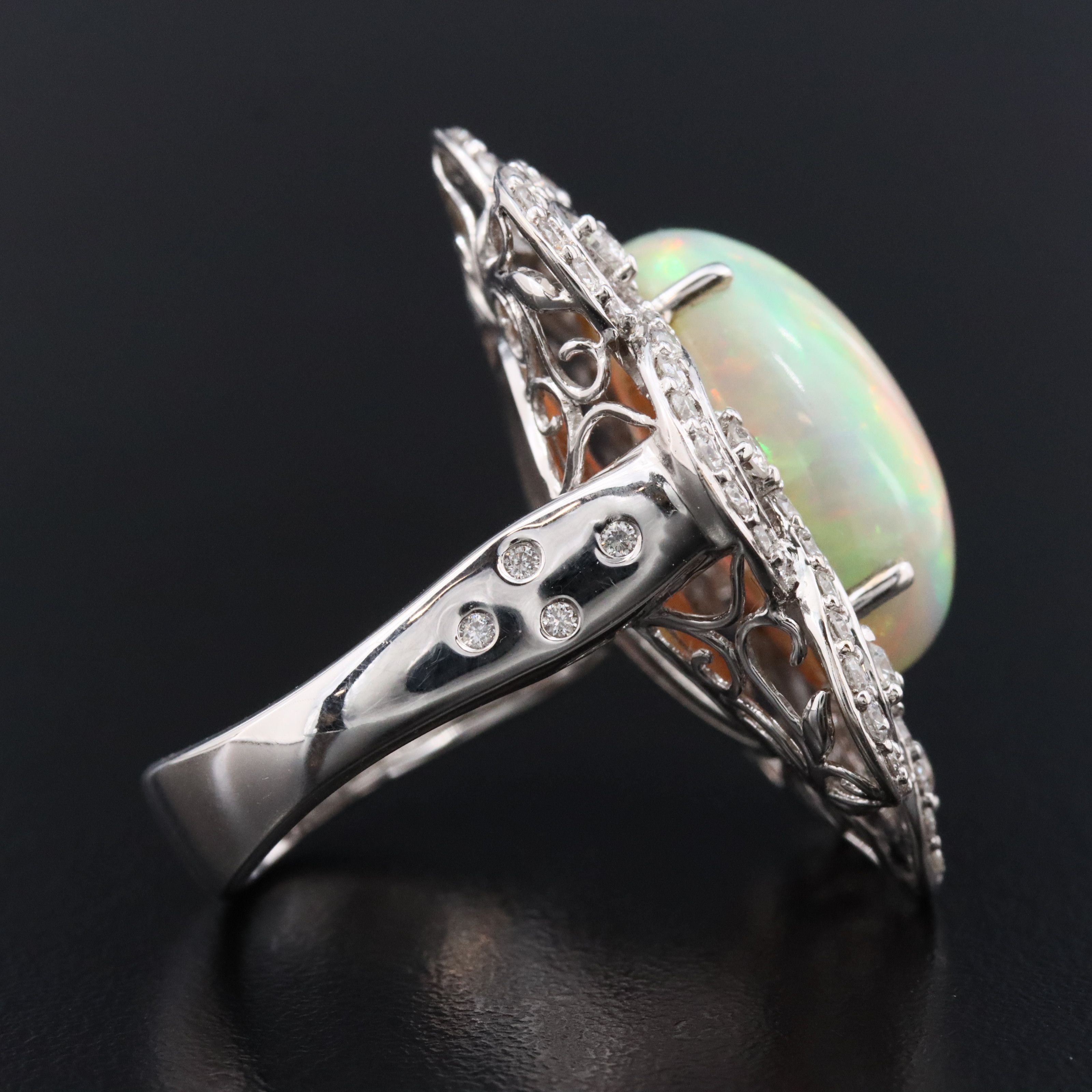 Chromia 18K 9.14 CT Opal and Diamond Ring