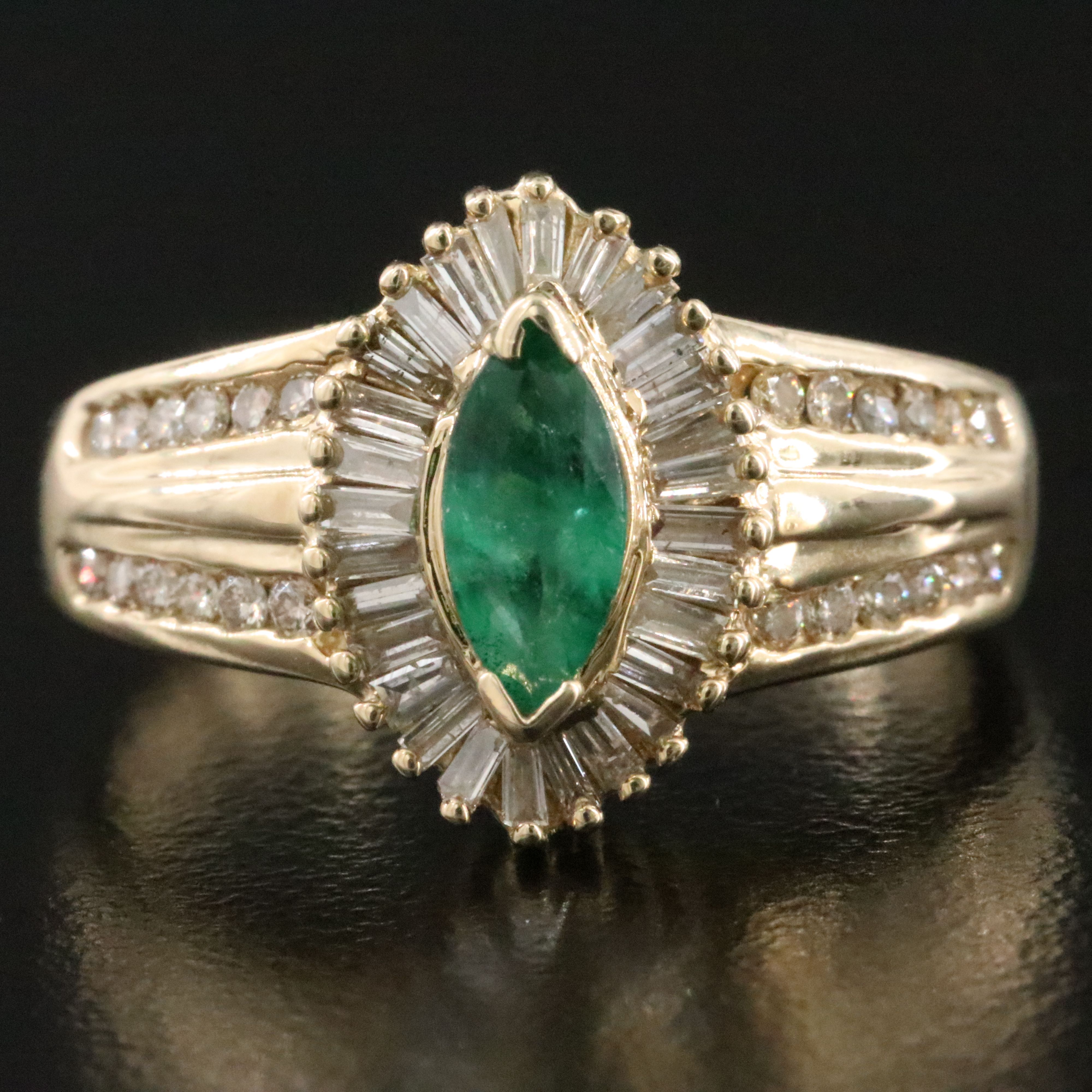14K Emerald and Diamond Ring