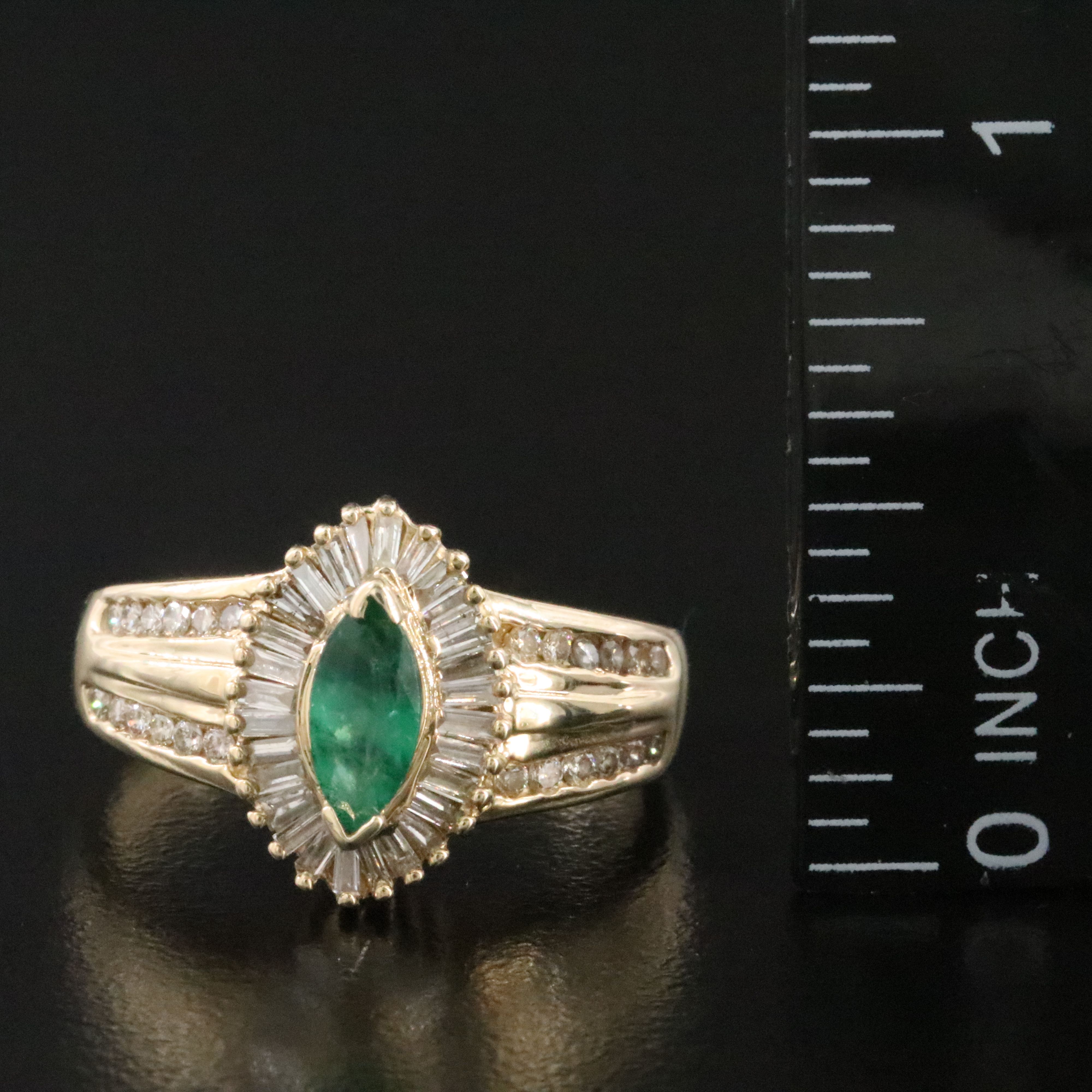 14K Emerald and Diamond Ring
