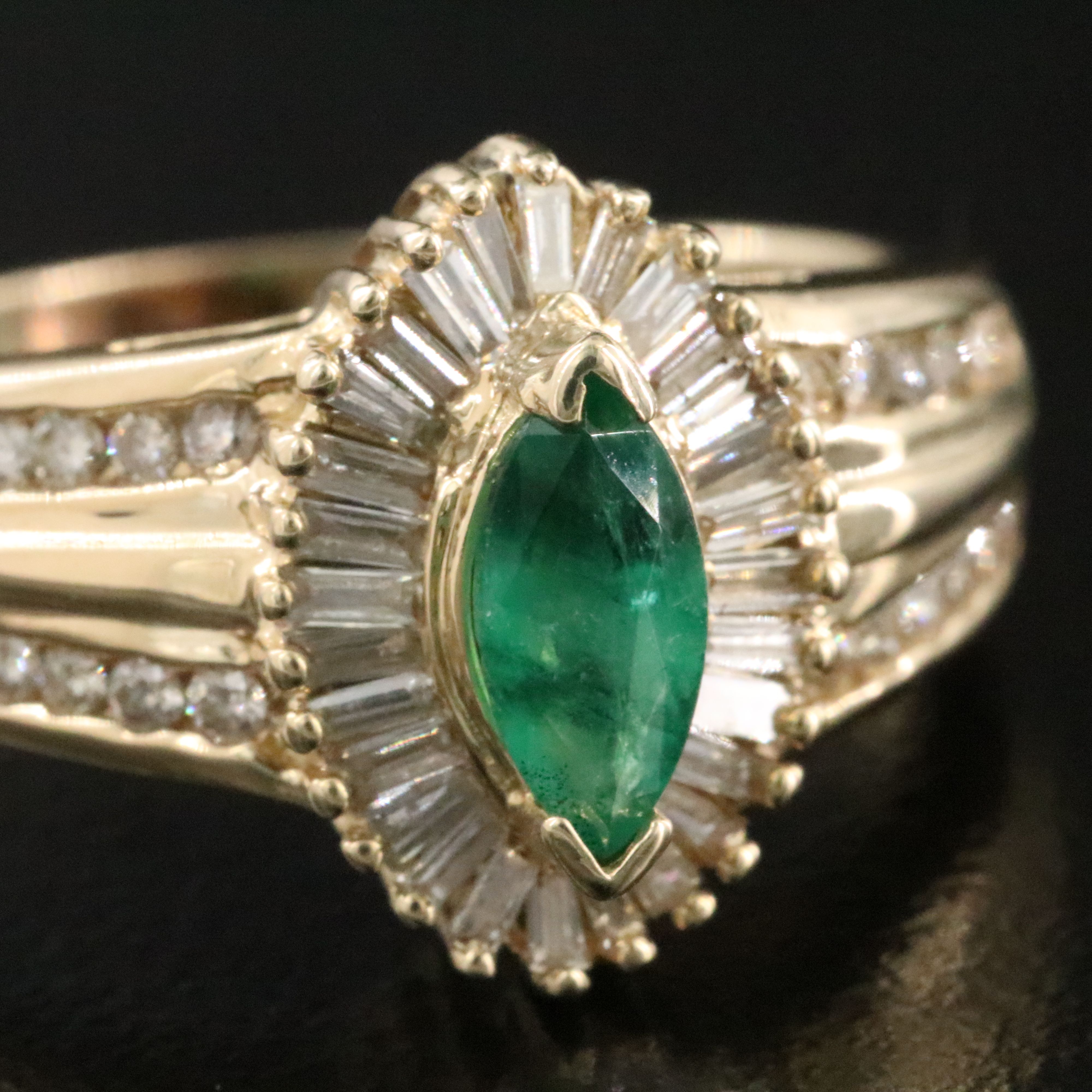 14K Emerald and Diamond Ring