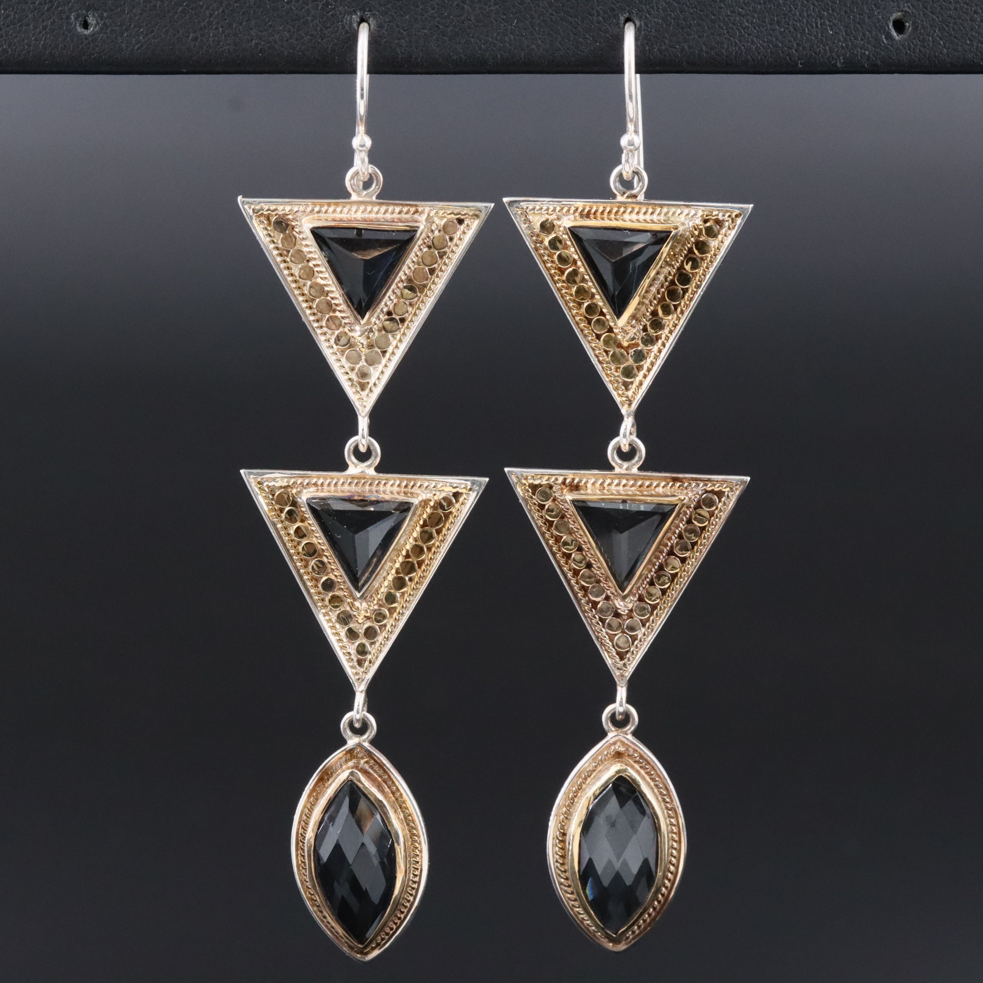 Anna Beck Sterling Quartz Doublet Triple Drop Earrings