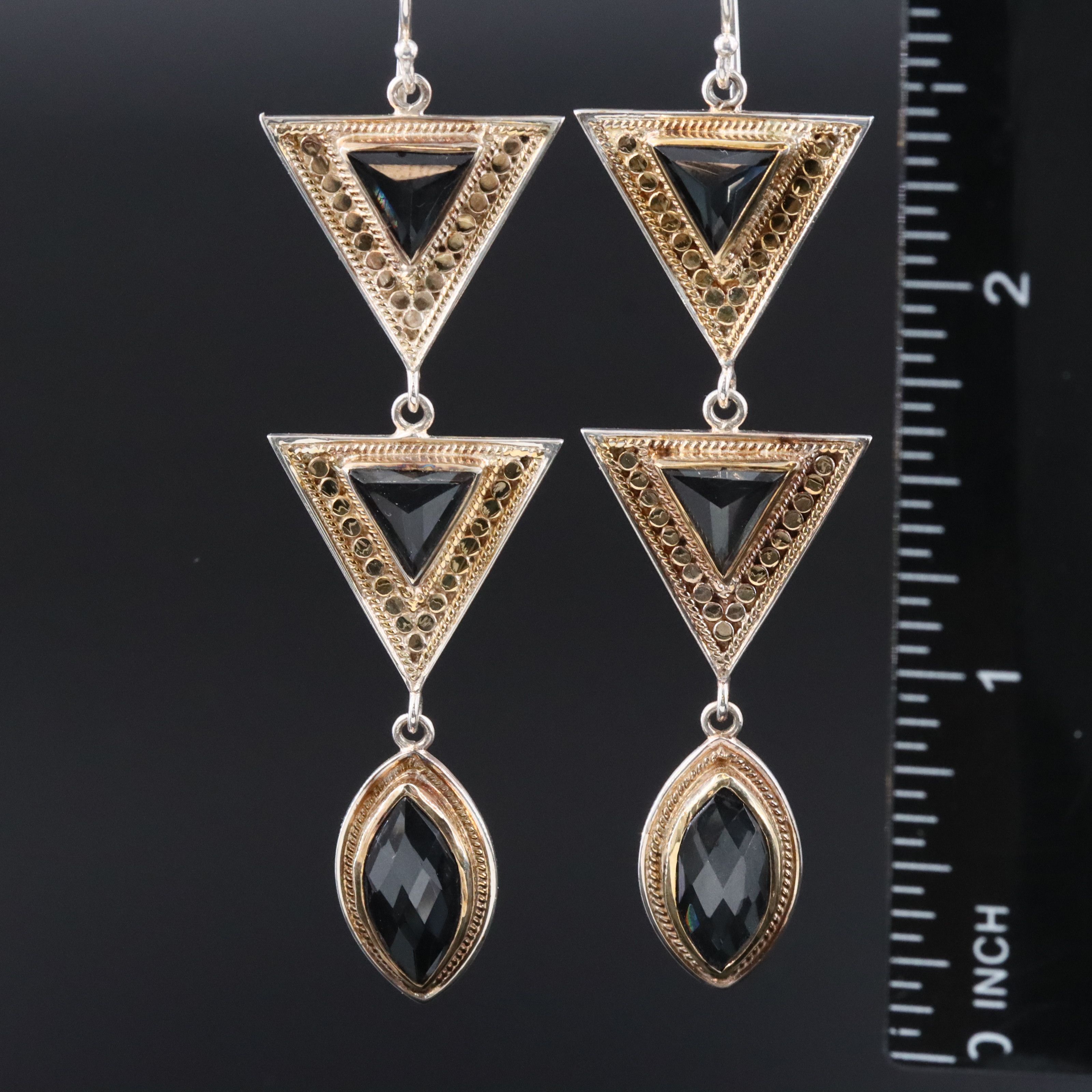 Anna Beck Sterling Quartz Doublet Triple Drop Earrings