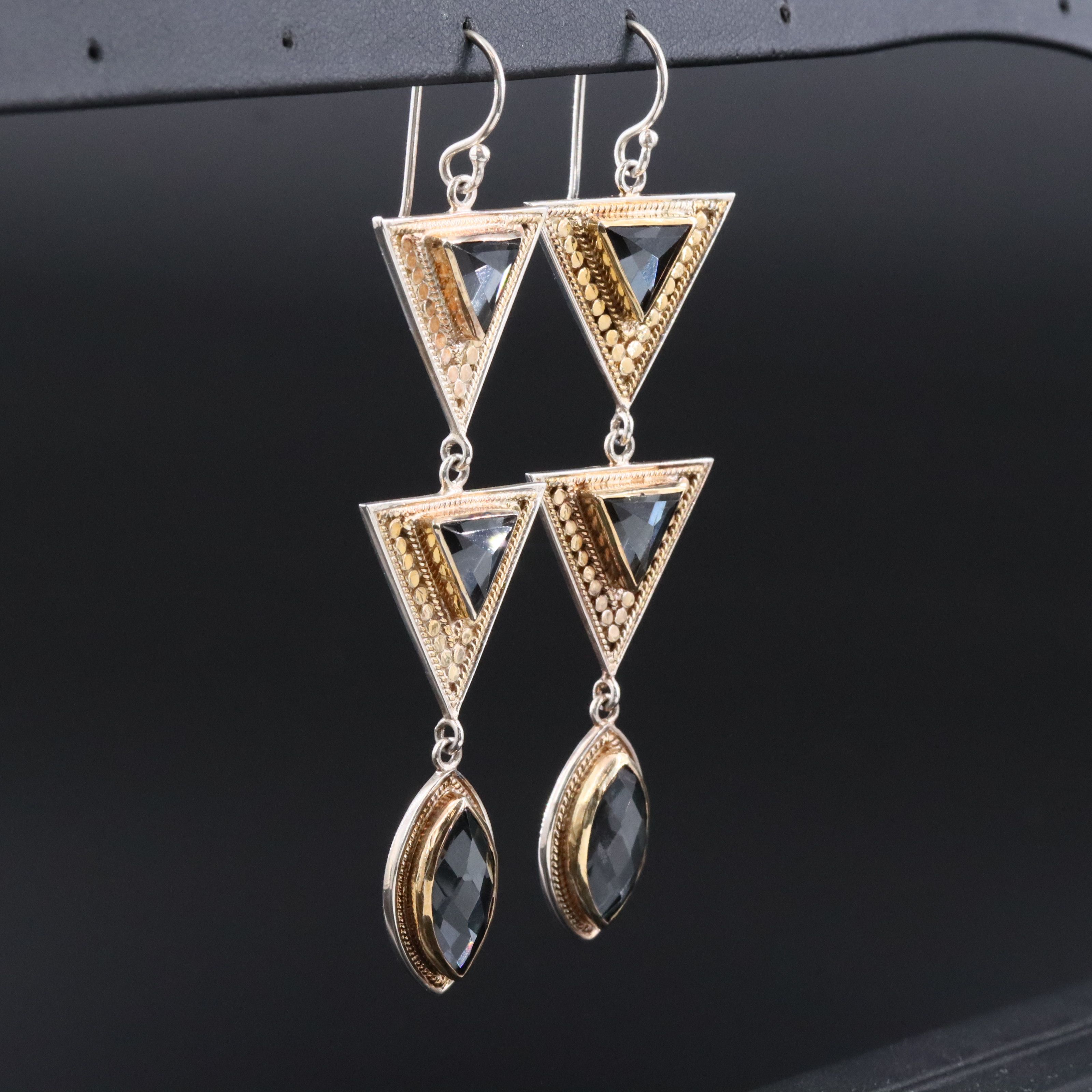 Anna Beck Sterling Quartz Doublet Triple Drop Earrings