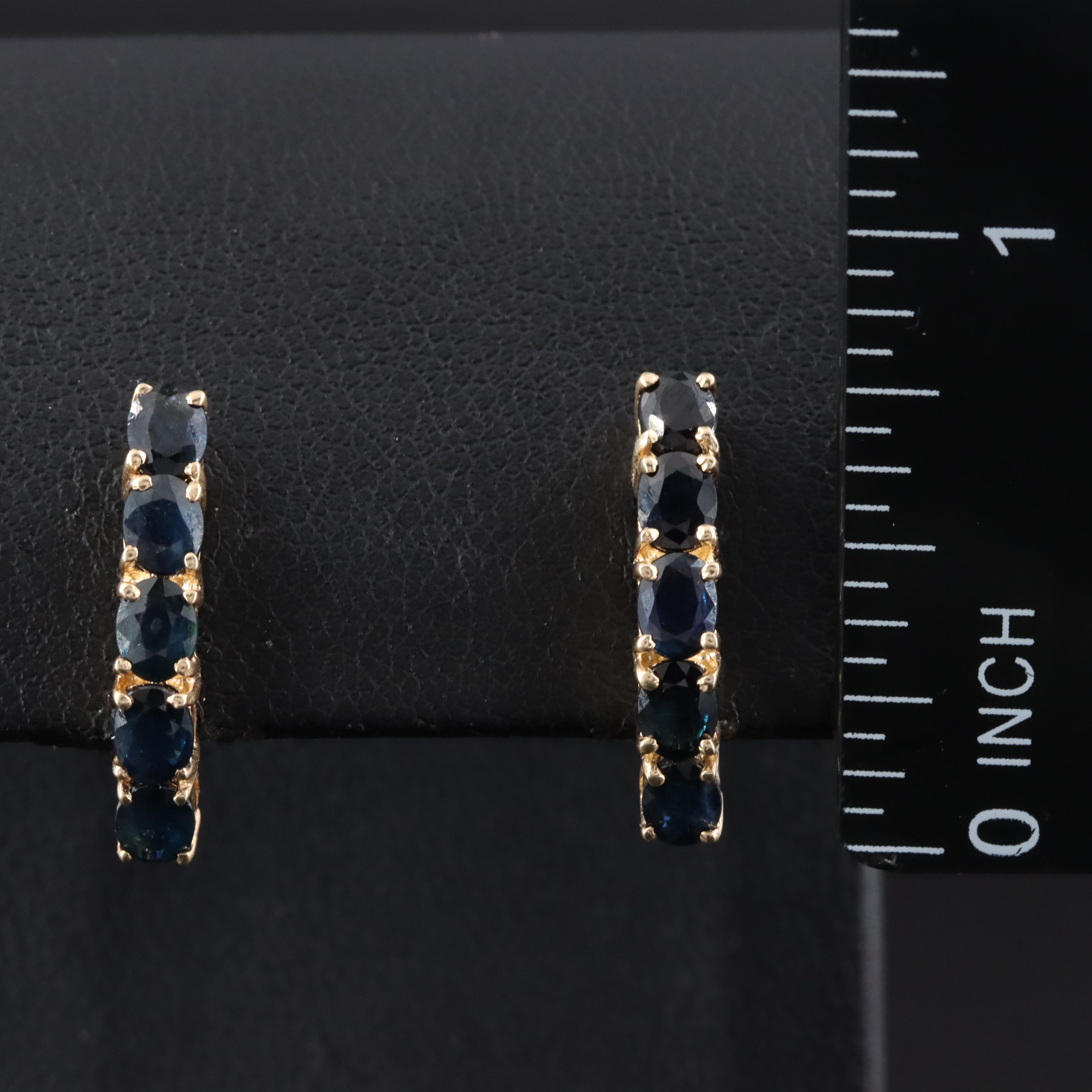 10K Sapphire Curved Drop Earring