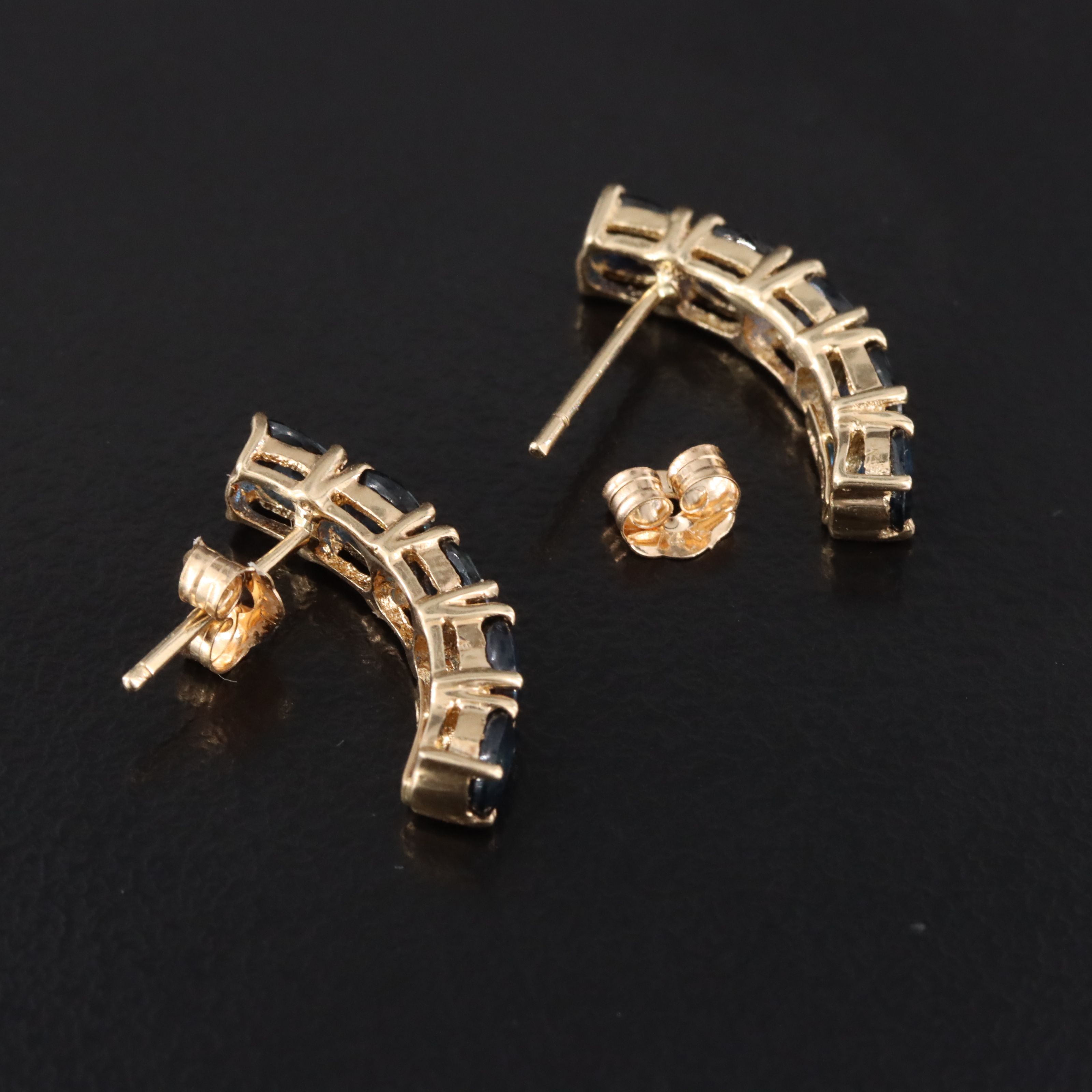 10K Sapphire Curved Drop Earring