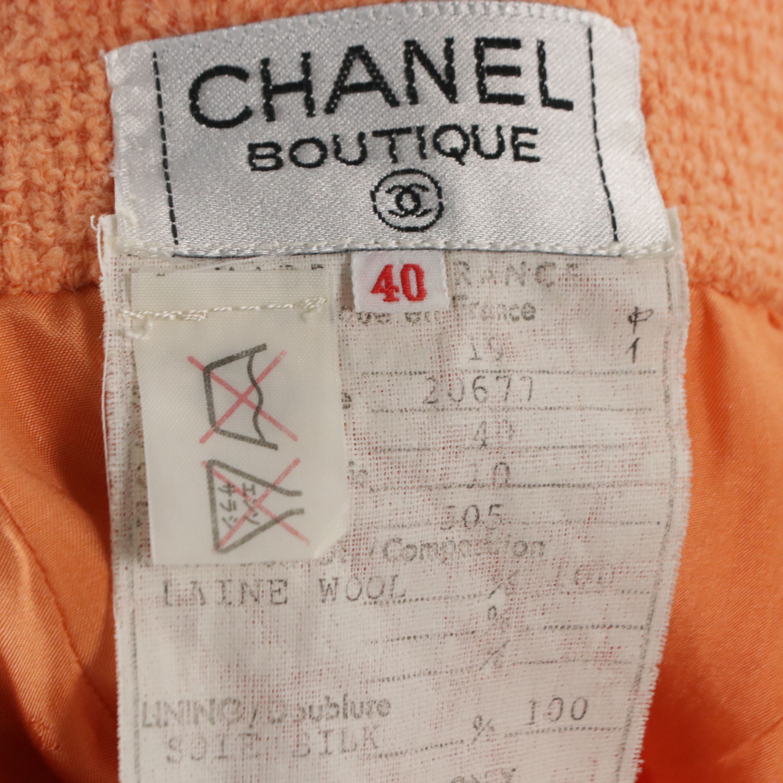 Chanel Boutique Skirt in Orange Wool Tweed