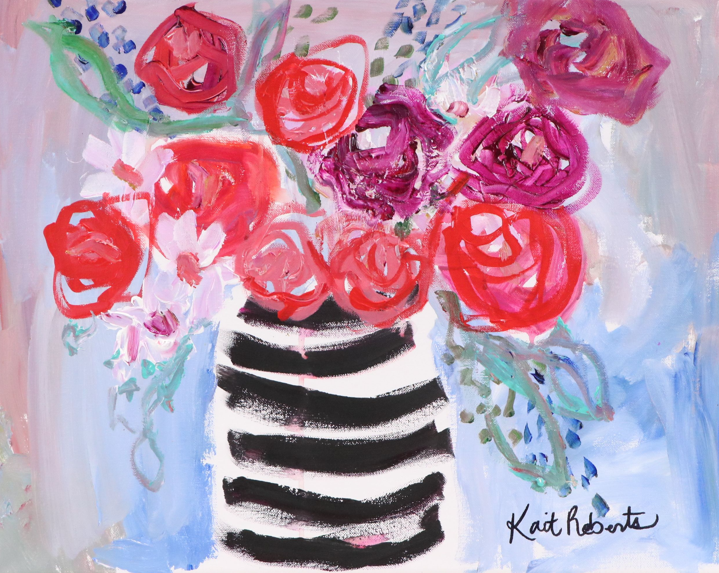 Kait Roberts Floral Acrylic Painting "Breakfast at Tiffany's," 2025