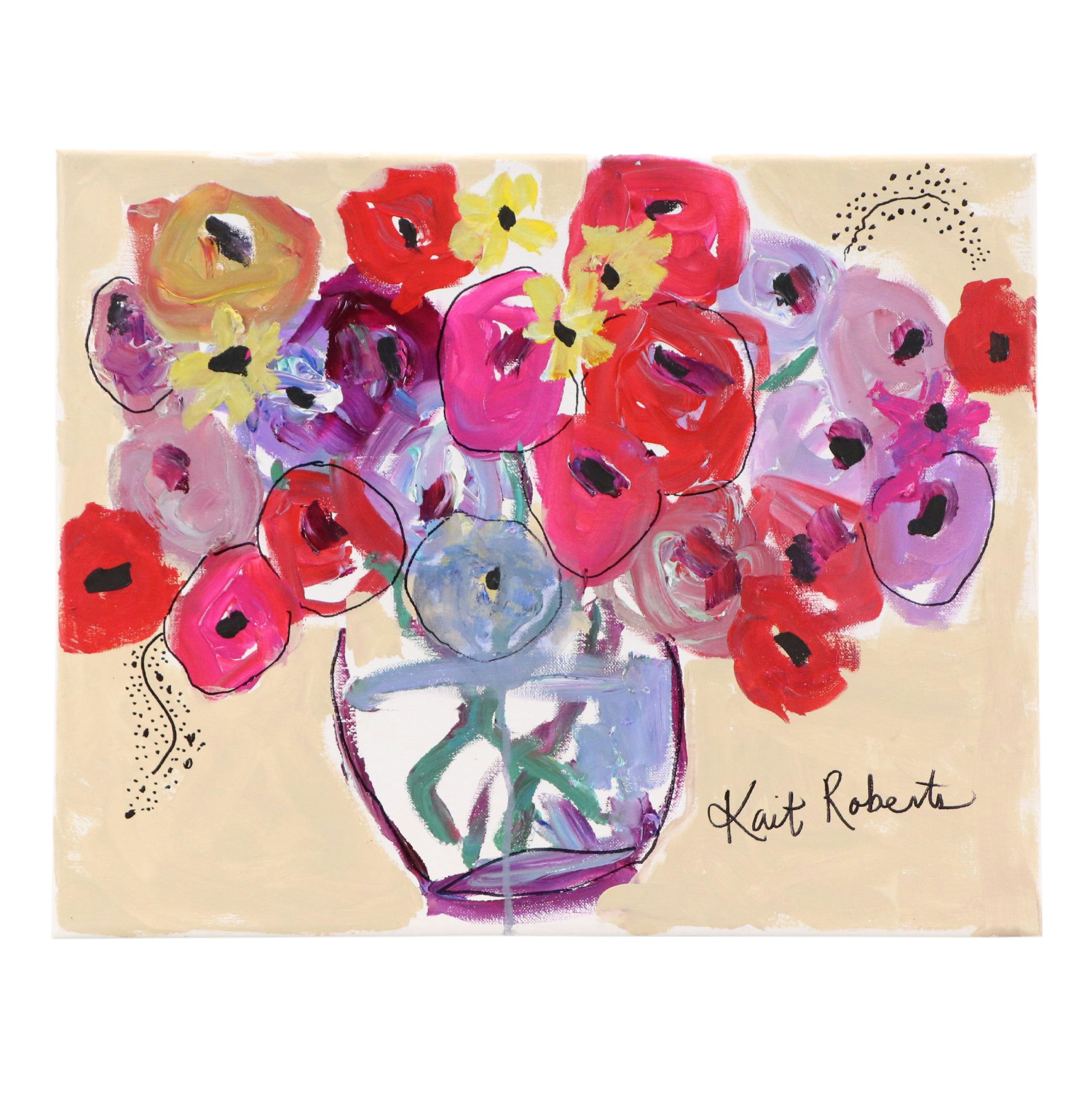 Kait Roberts Floral Acrylic Painting "Stand by Me," 2025