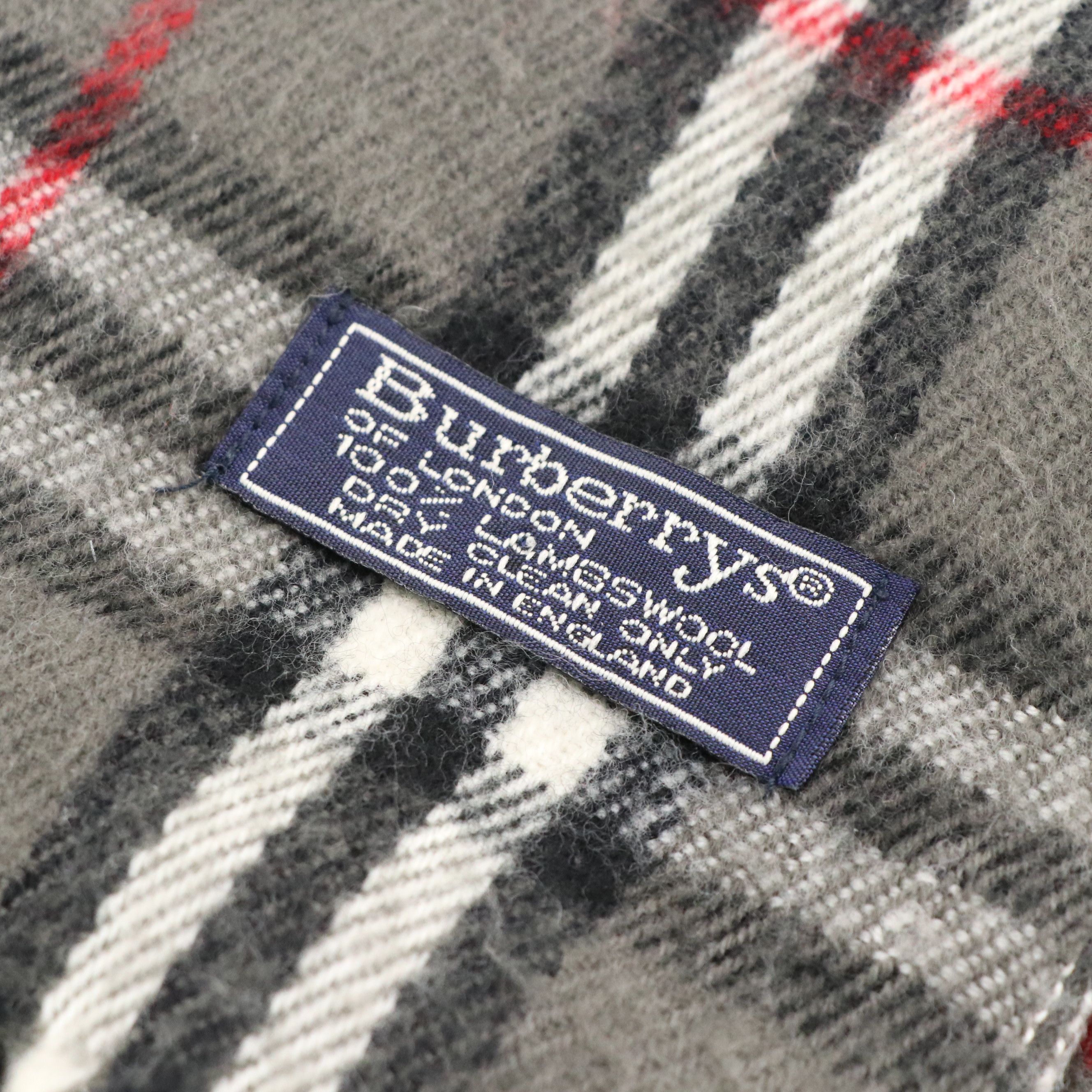 Burberrys of London Grey Nova Check Lambswool Fringe Scarf