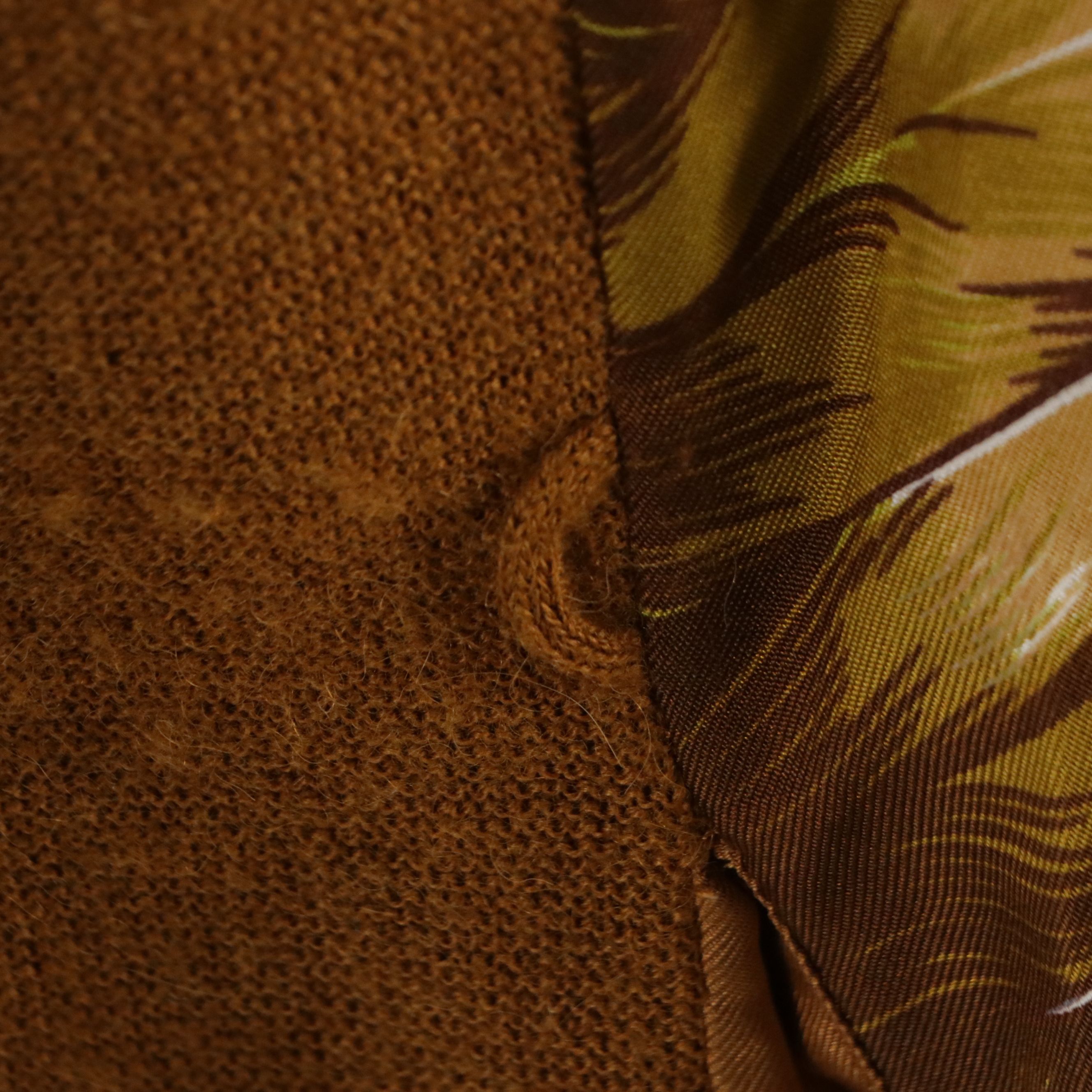 Hermès "Brazil" Cowl Neck Sweater Dress in Silk Twill and Knit Blend