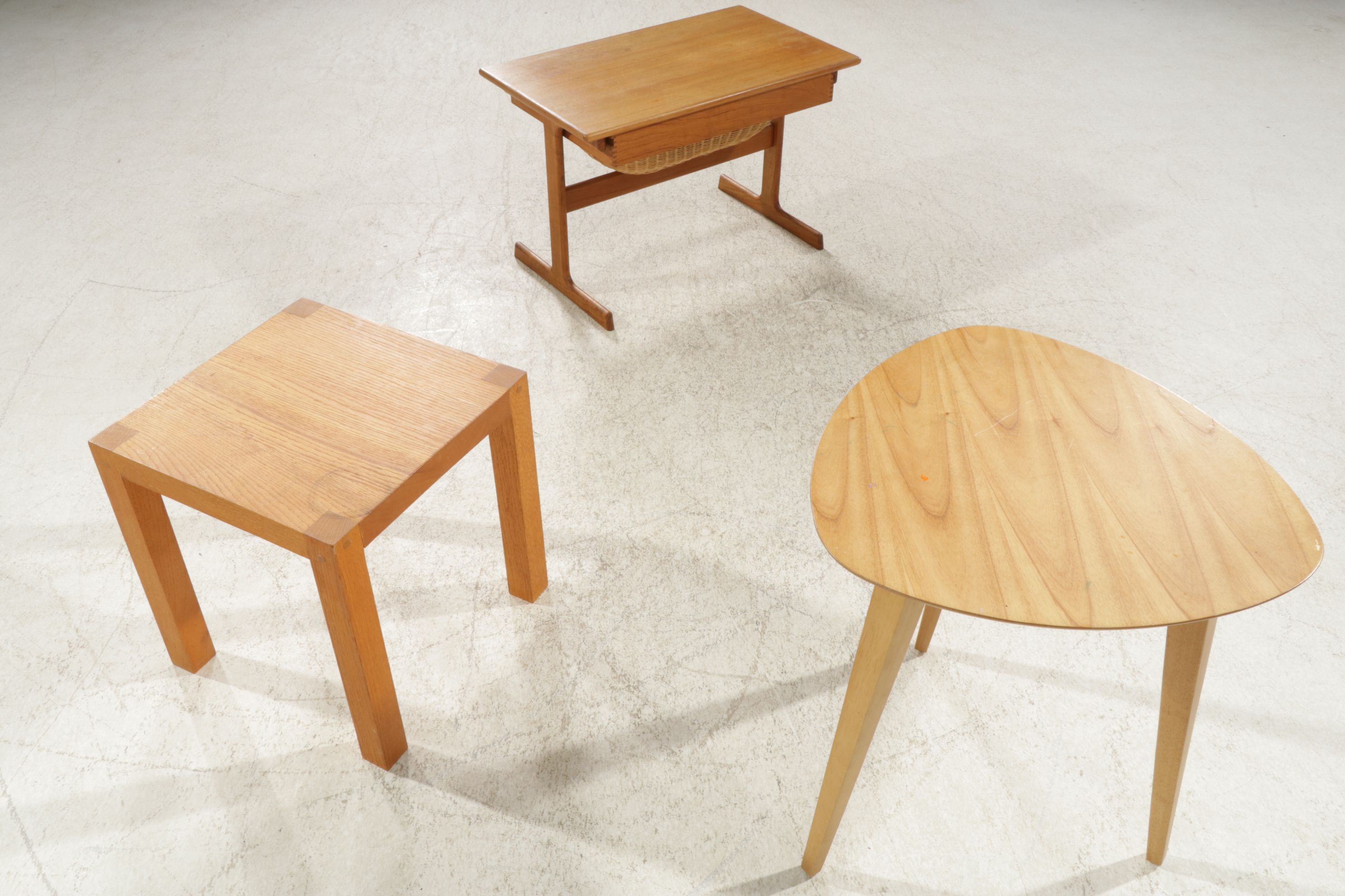 MCM Danish Teak Vildbjerg Møbelfabrik Sewing Table with Accent Tables
