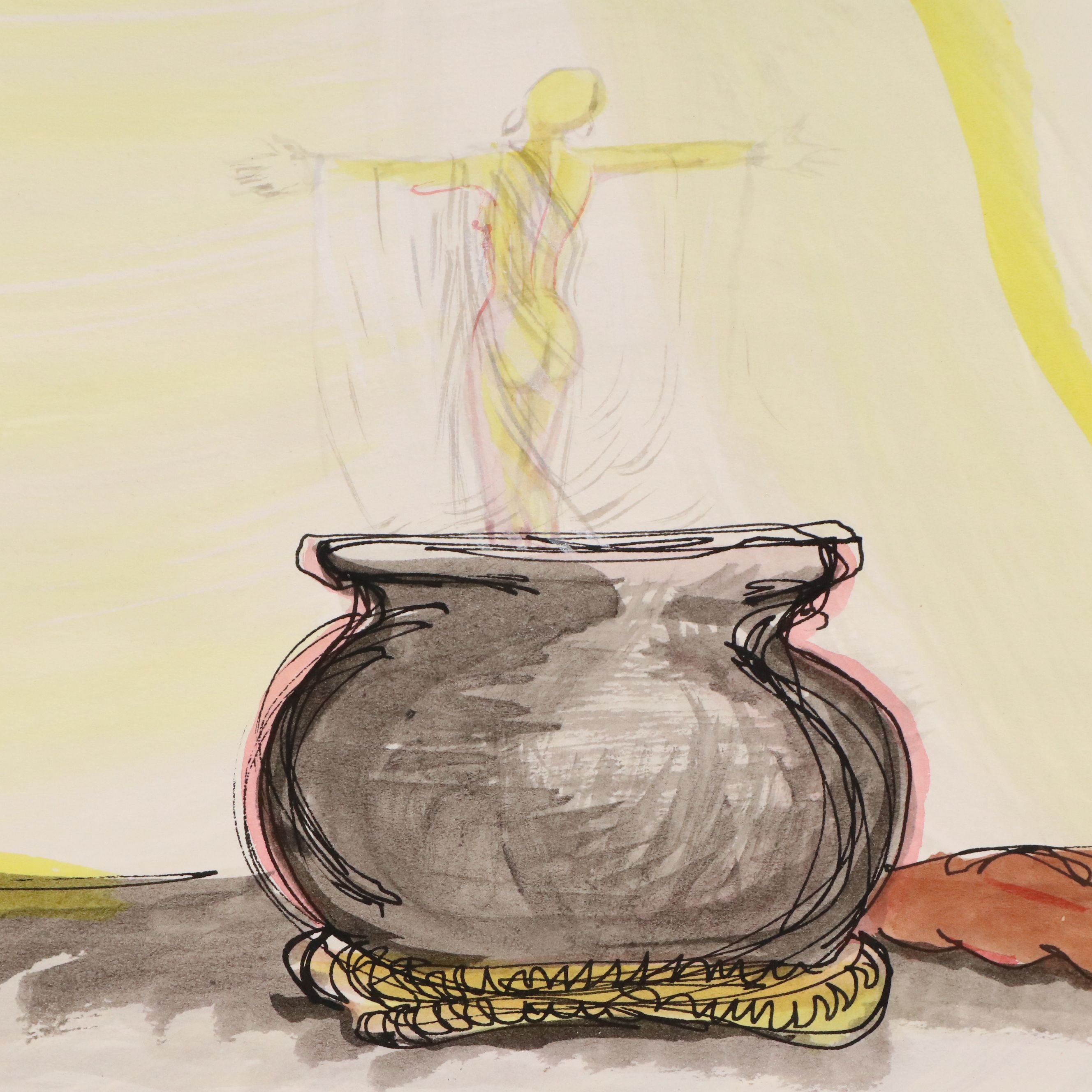 Charles Milchell Drawing of Magical Seated Figure, Late 20th Century