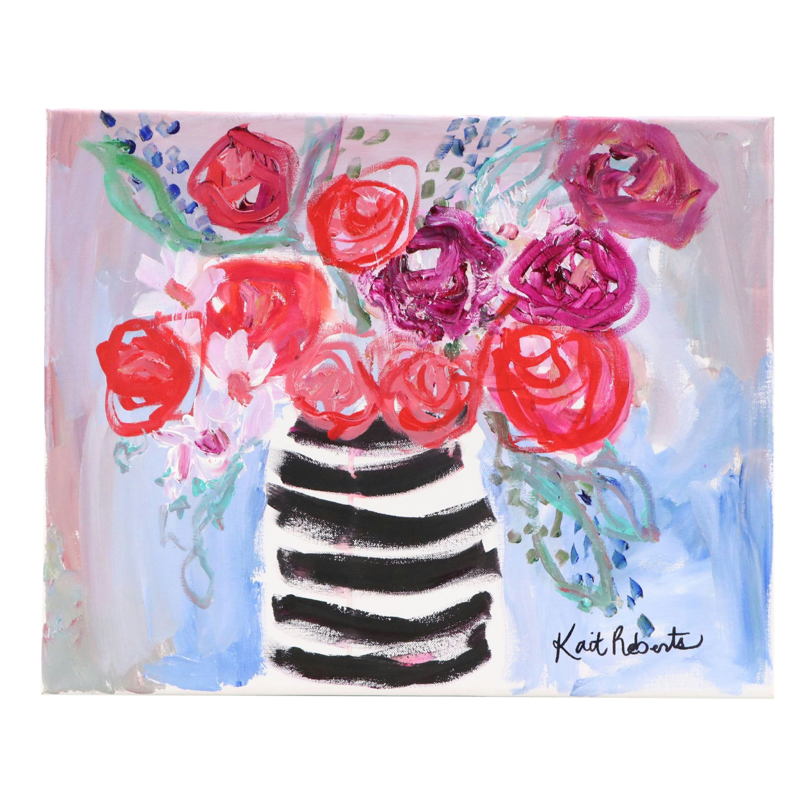 Kait Roberts Floral Acrylic Painting "Breakfast at Tiffany's," 2025