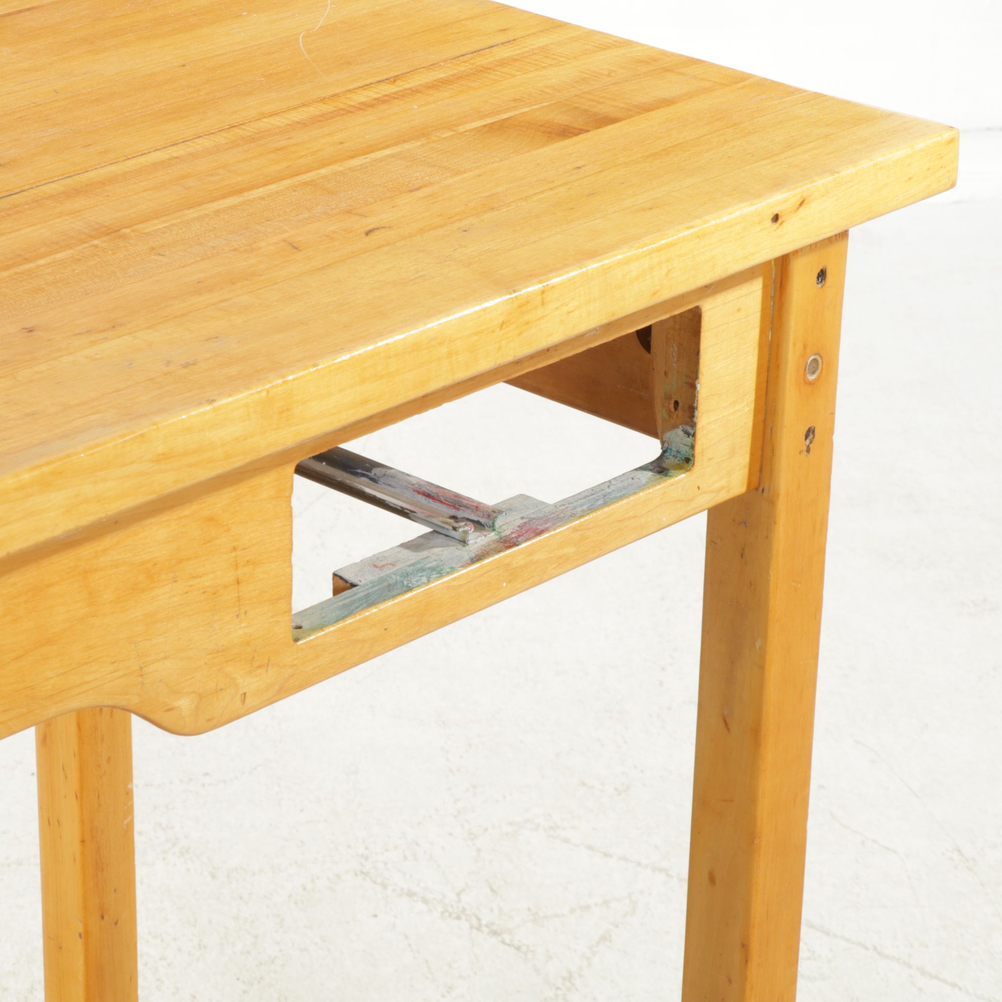 High-Top Hardwood Work or Drafting Table, Mid to Late 20th Century