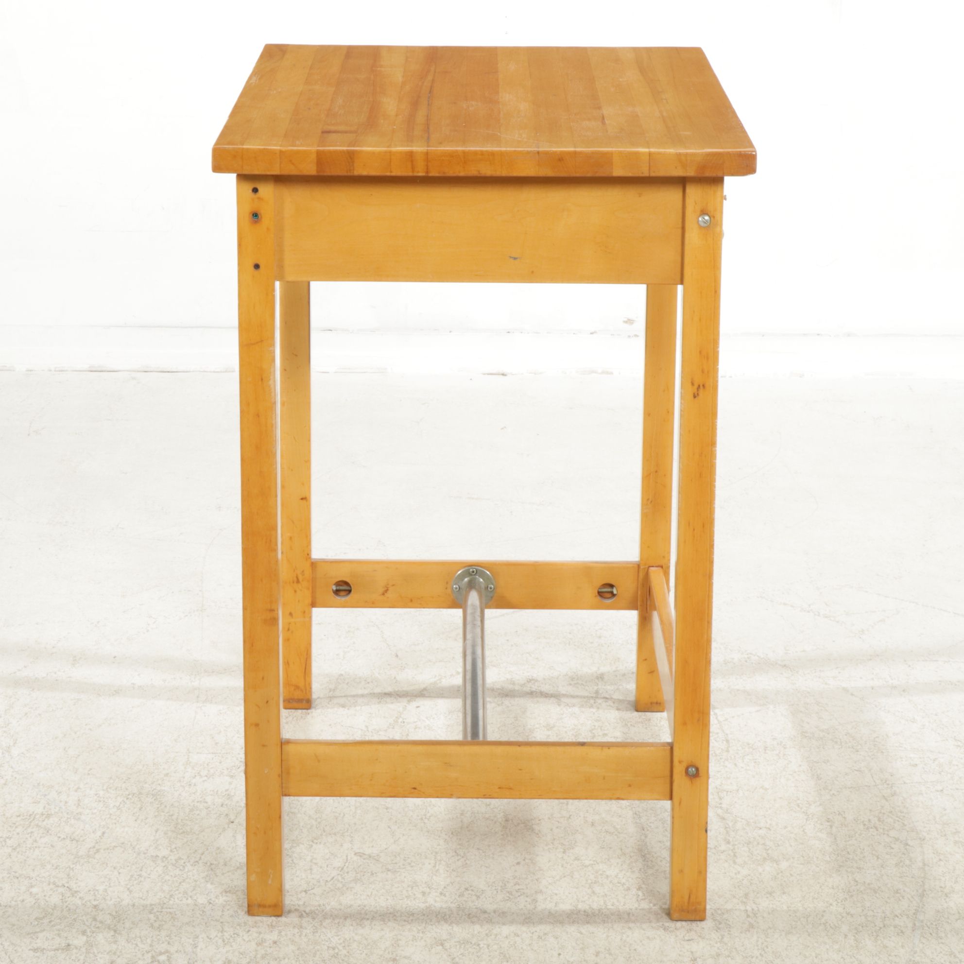 High-Top Hardwood Work or Drafting Table, Mid to Late 20th Century