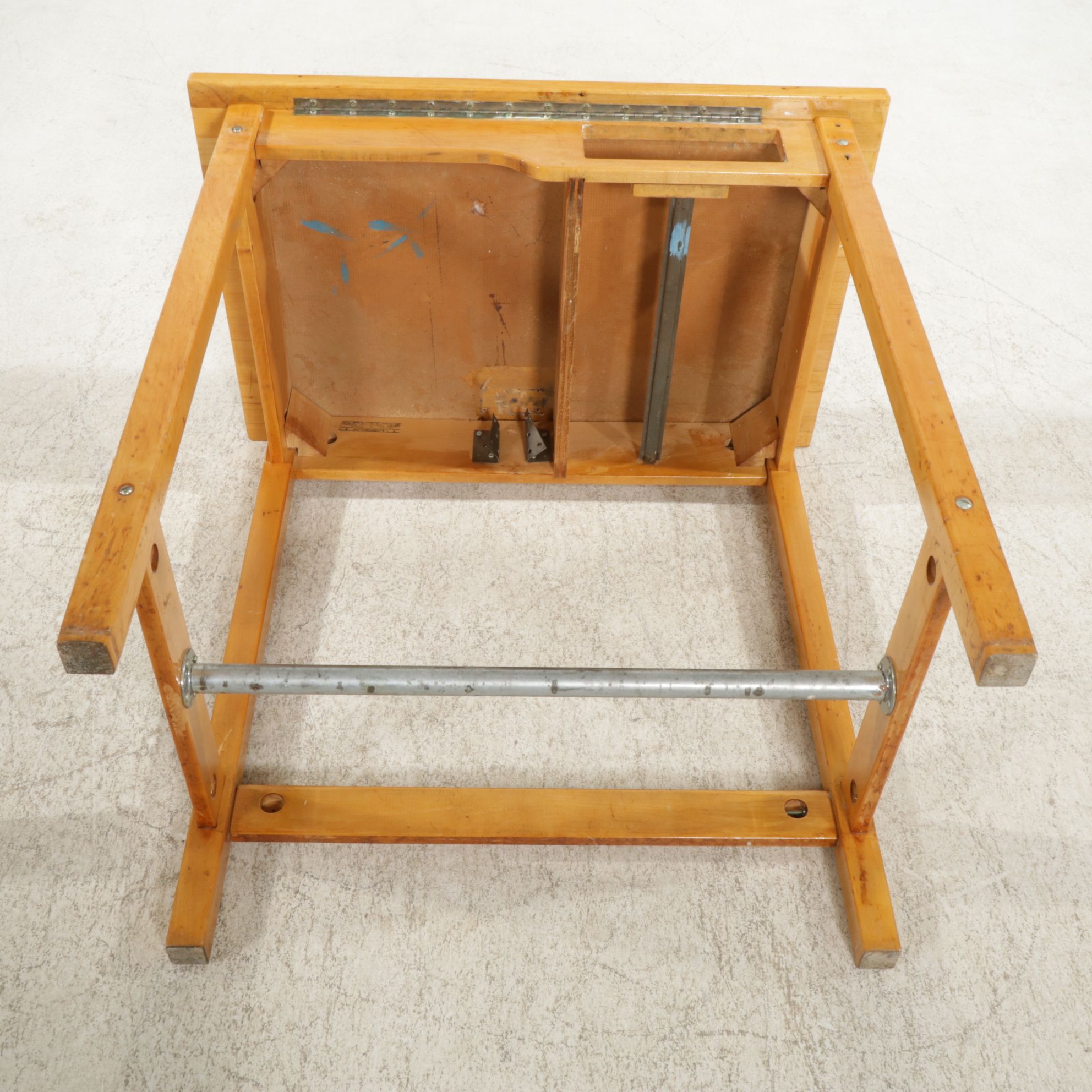 High-Top Hardwood Work or Drafting Table, Mid to Late 20th Century