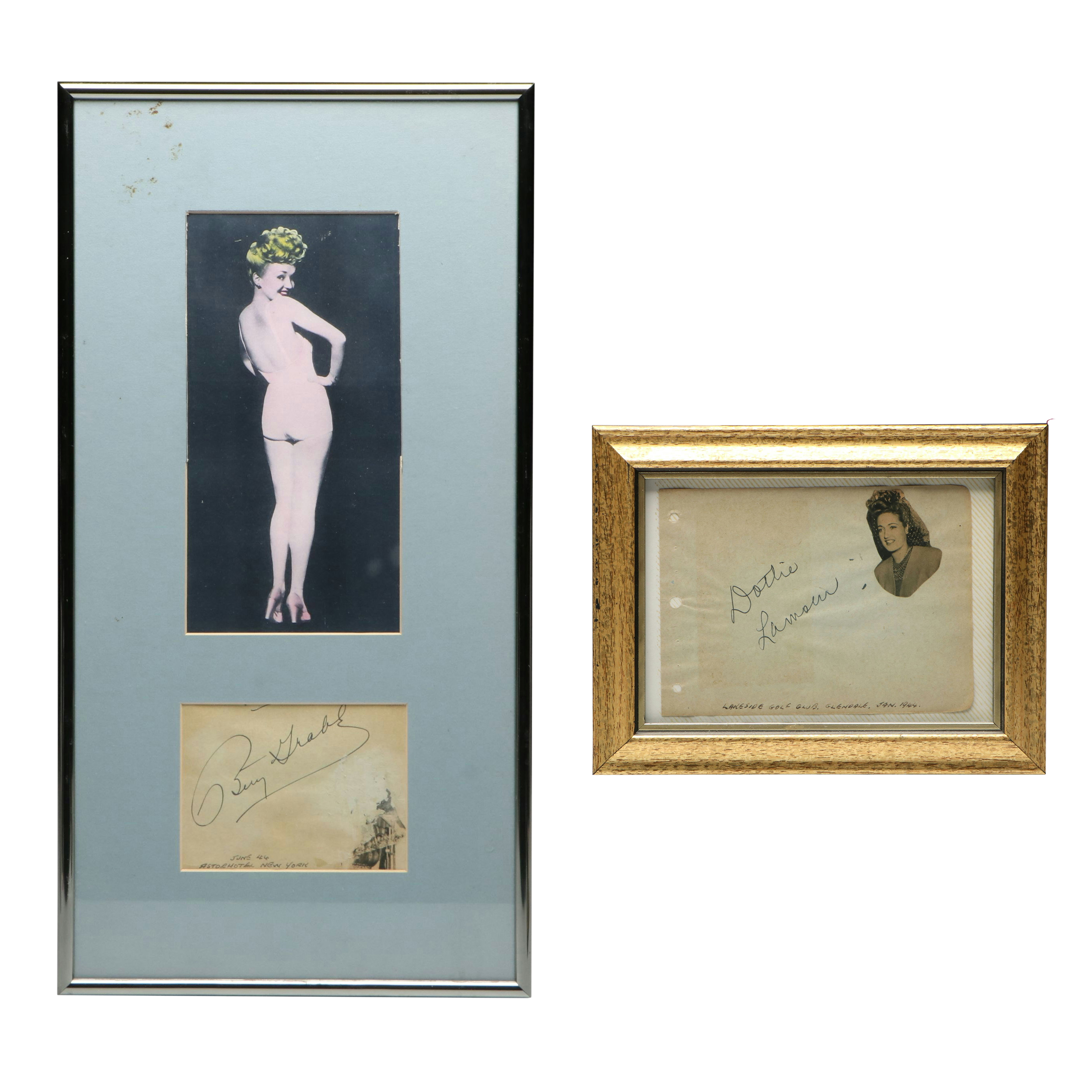 Betty Grable and Dottie Lamour Autographs with Pinup Print, 1944