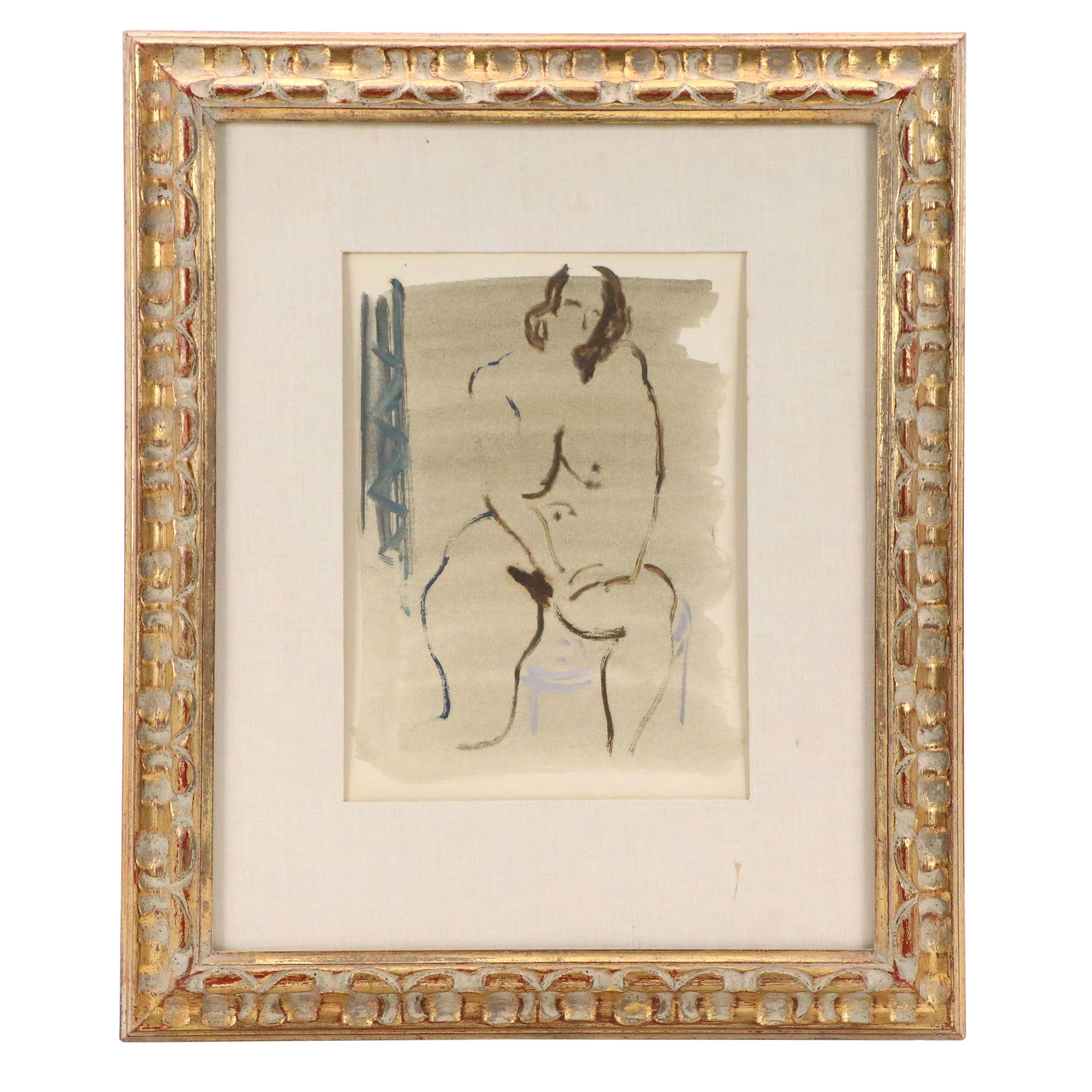 Expressionist Oil Painting of Female Nude, Mid to Late 20th Century