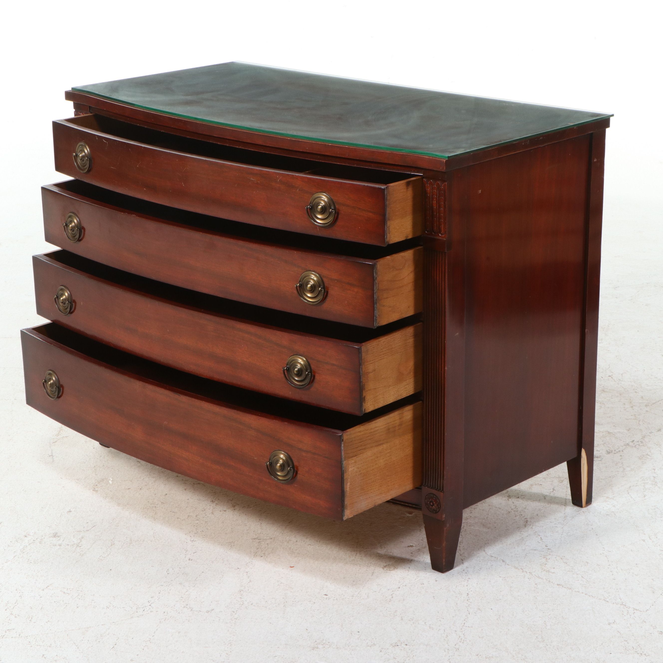 Four-Piece Mahogany Bedroom Suite in the Hepplewhite Style, Circa 1940-1950