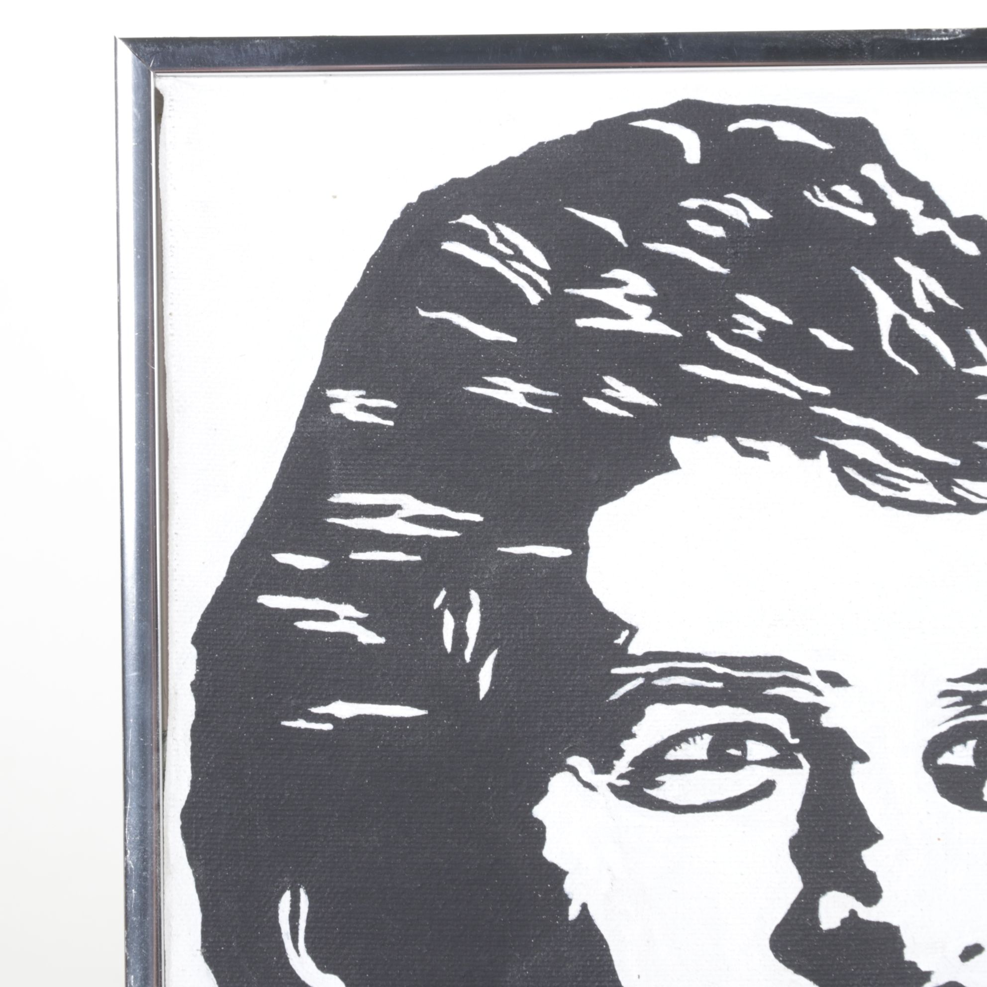 Don Chambers Black & White Acrylic Stencil Portrait of Man and Woman, 1990