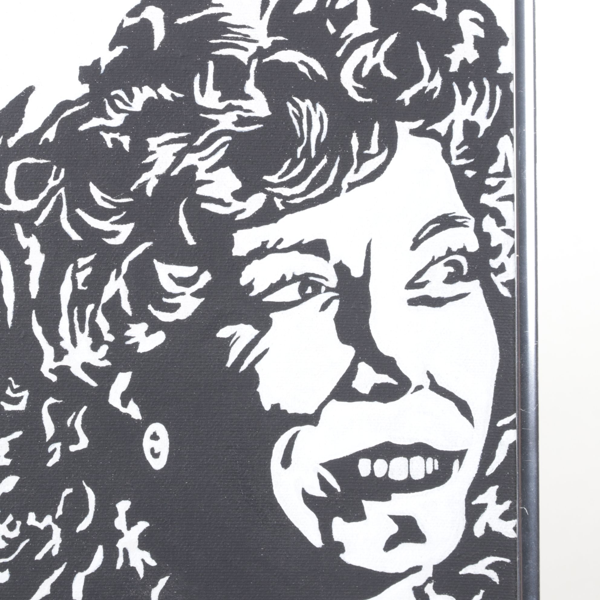 Don Chambers Black & White Acrylic Stencil Portrait of Man and Woman, 1990