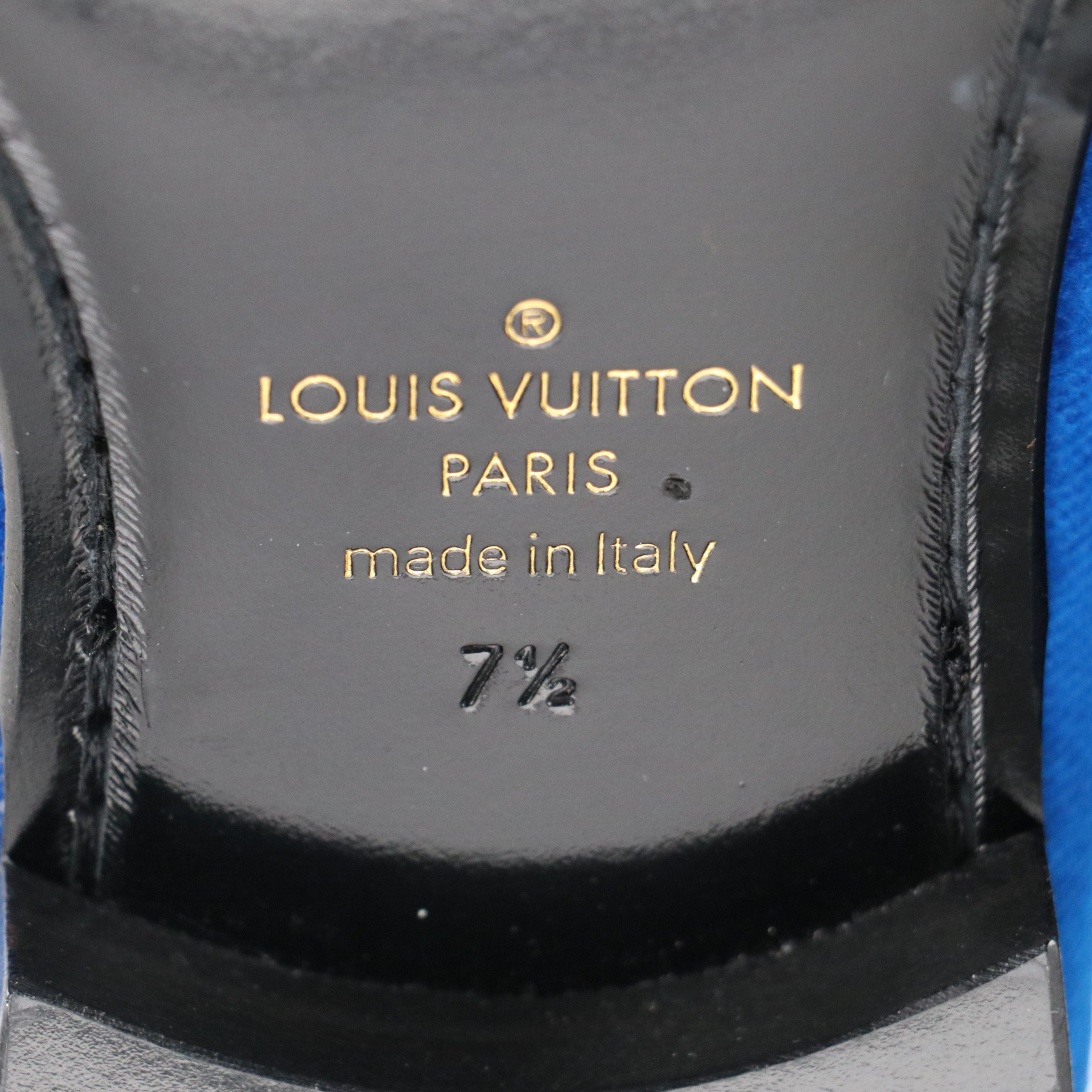 Men's Louis Vuitton Autueil Line Embroidered Moccasin Loafers in Blue Velvet