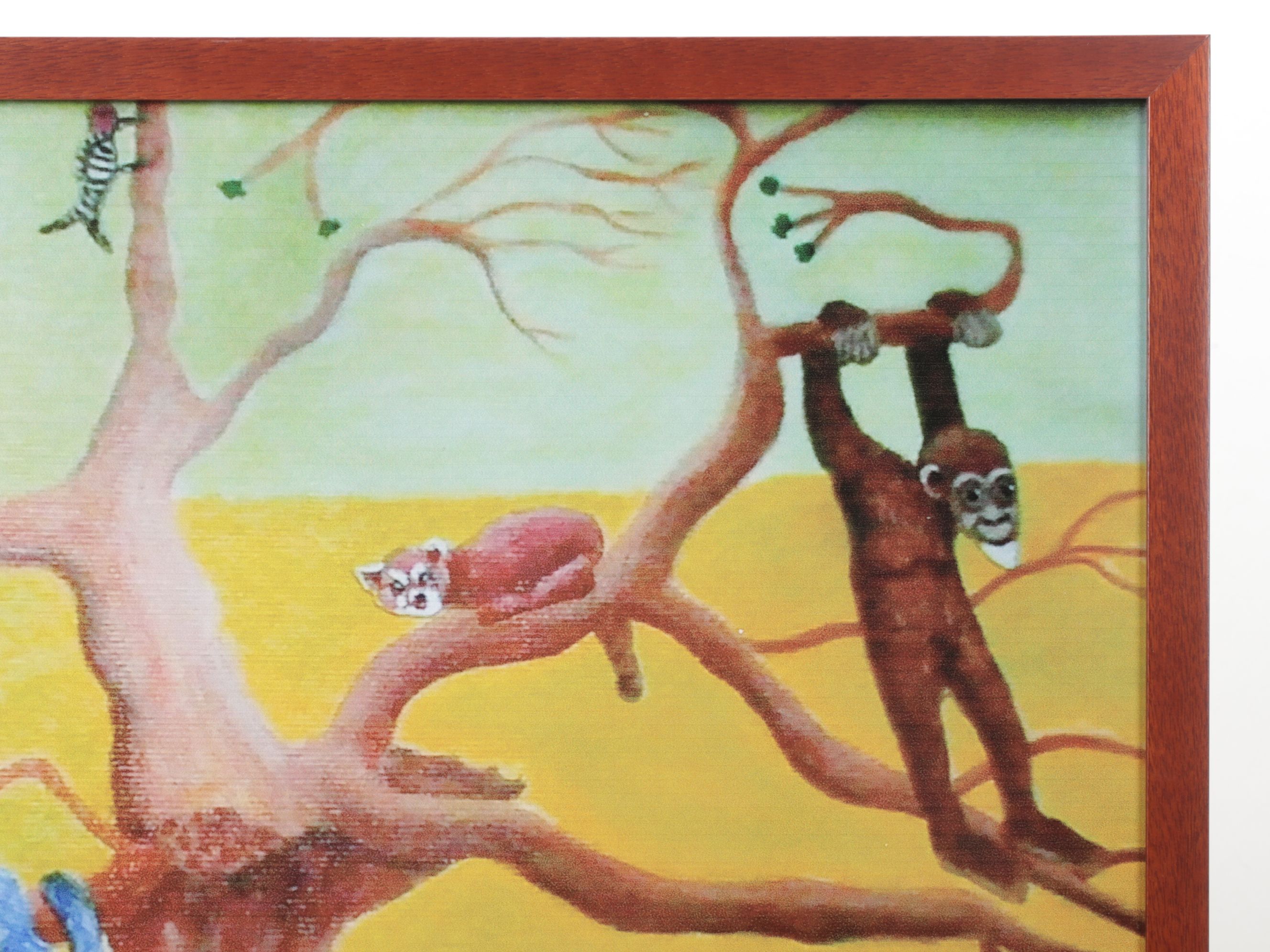 Folk Art Giclée of Animals Finding Sanctuary in a Tree, Early 21st Century
