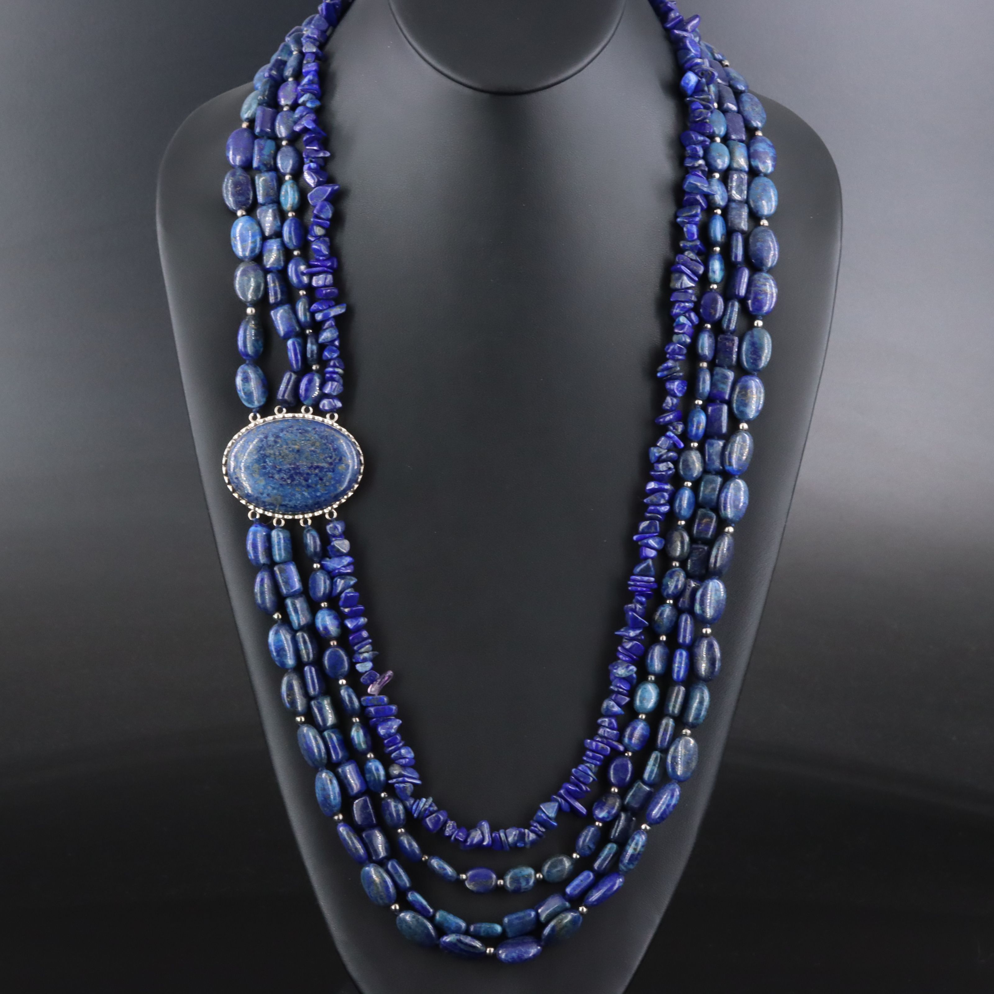 Sterling Lapis Lazuli Tiered Necklace