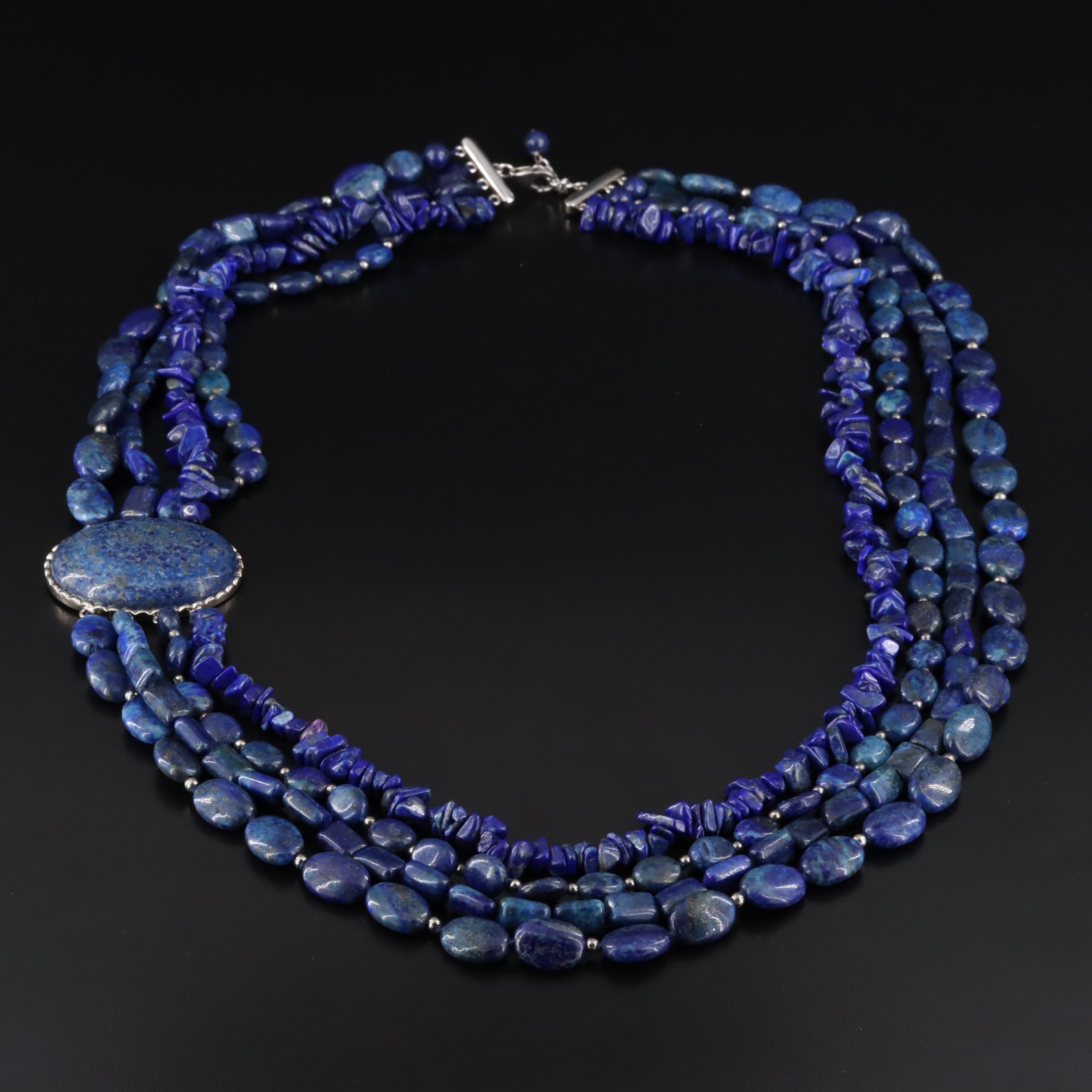 Sterling Lapis Lazuli Tiered Necklace