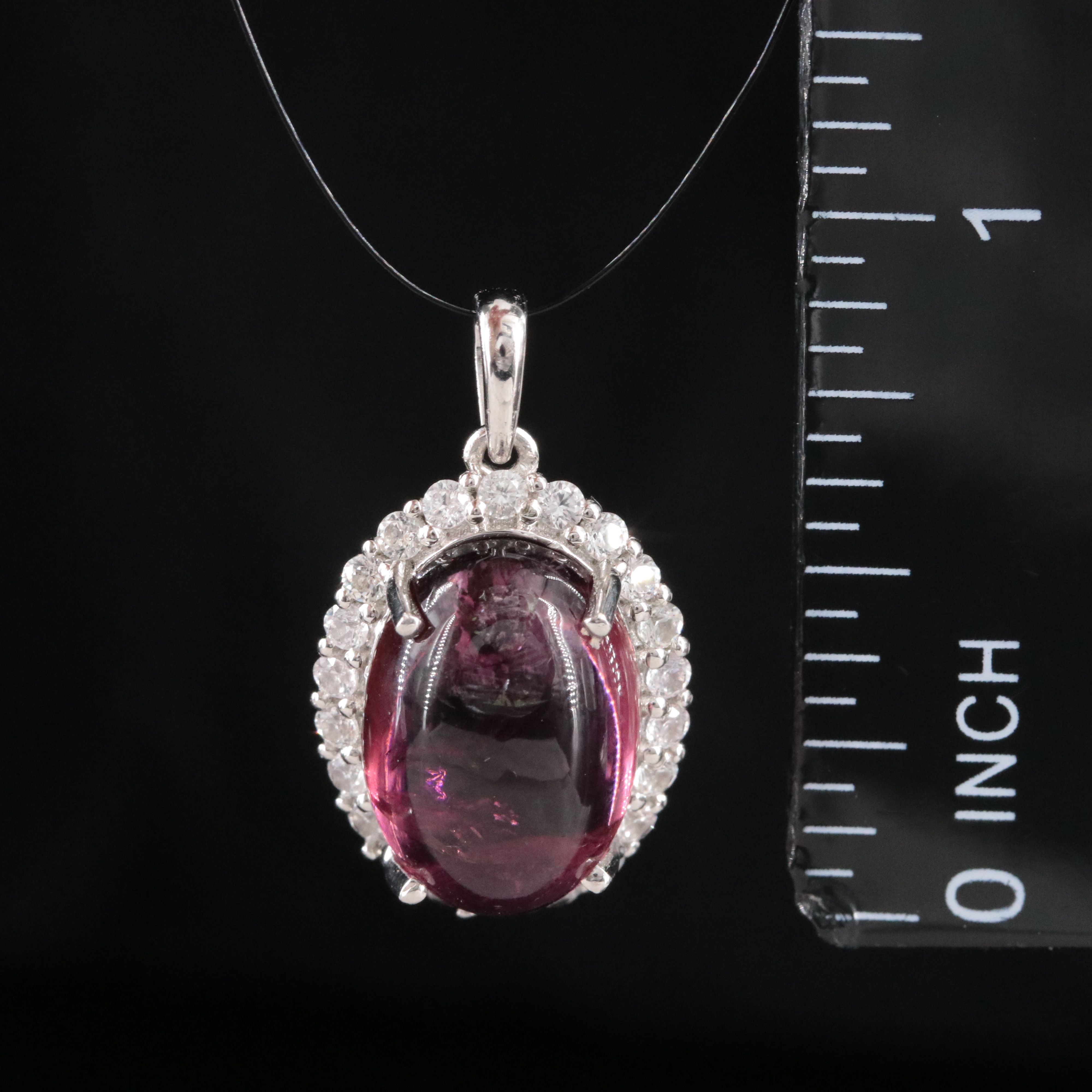 Platinum 6.32 CT Pink Tourmaline and White Sapphire Halo Pendant