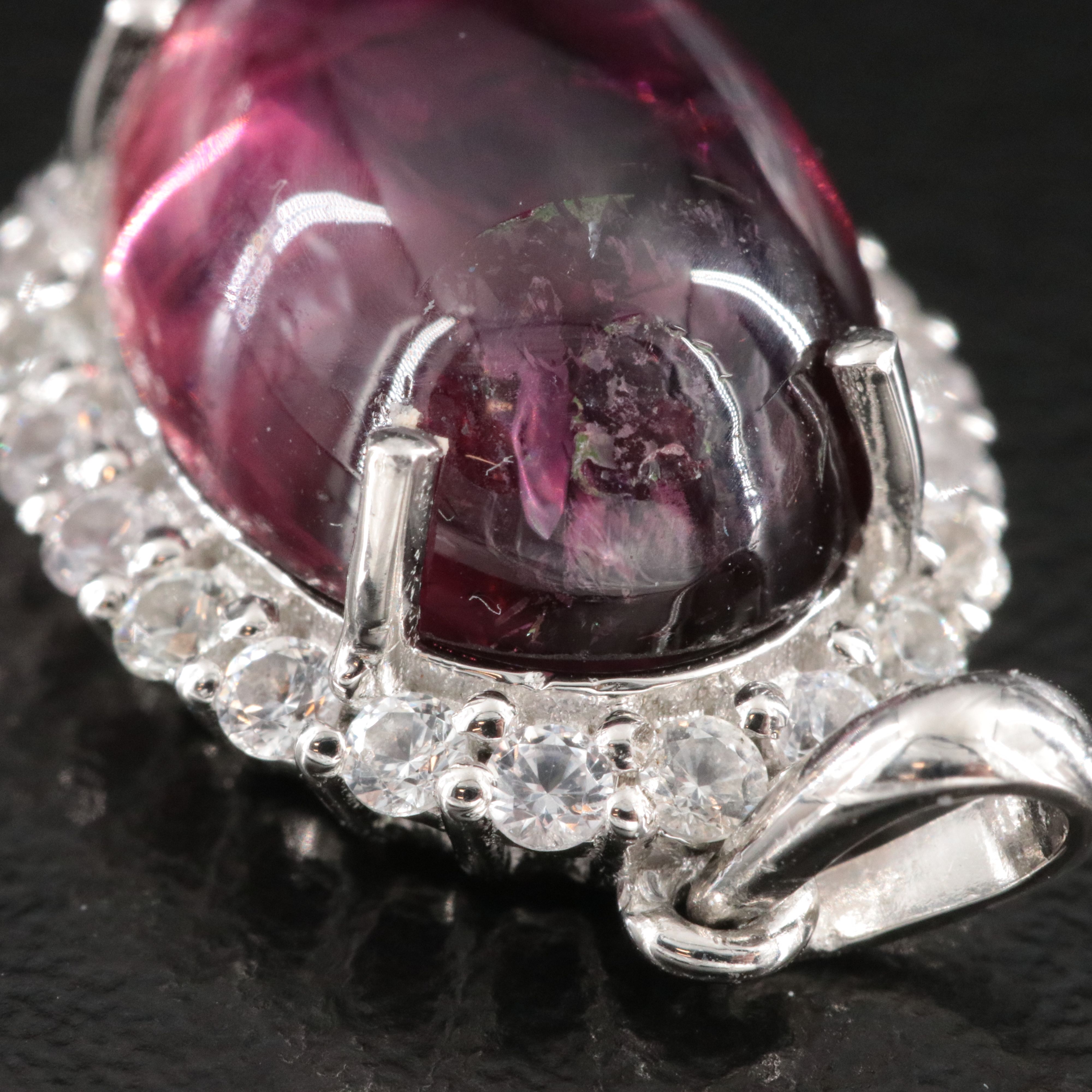 Platinum 6.32 CT Pink Tourmaline and White Sapphire Halo Pendant