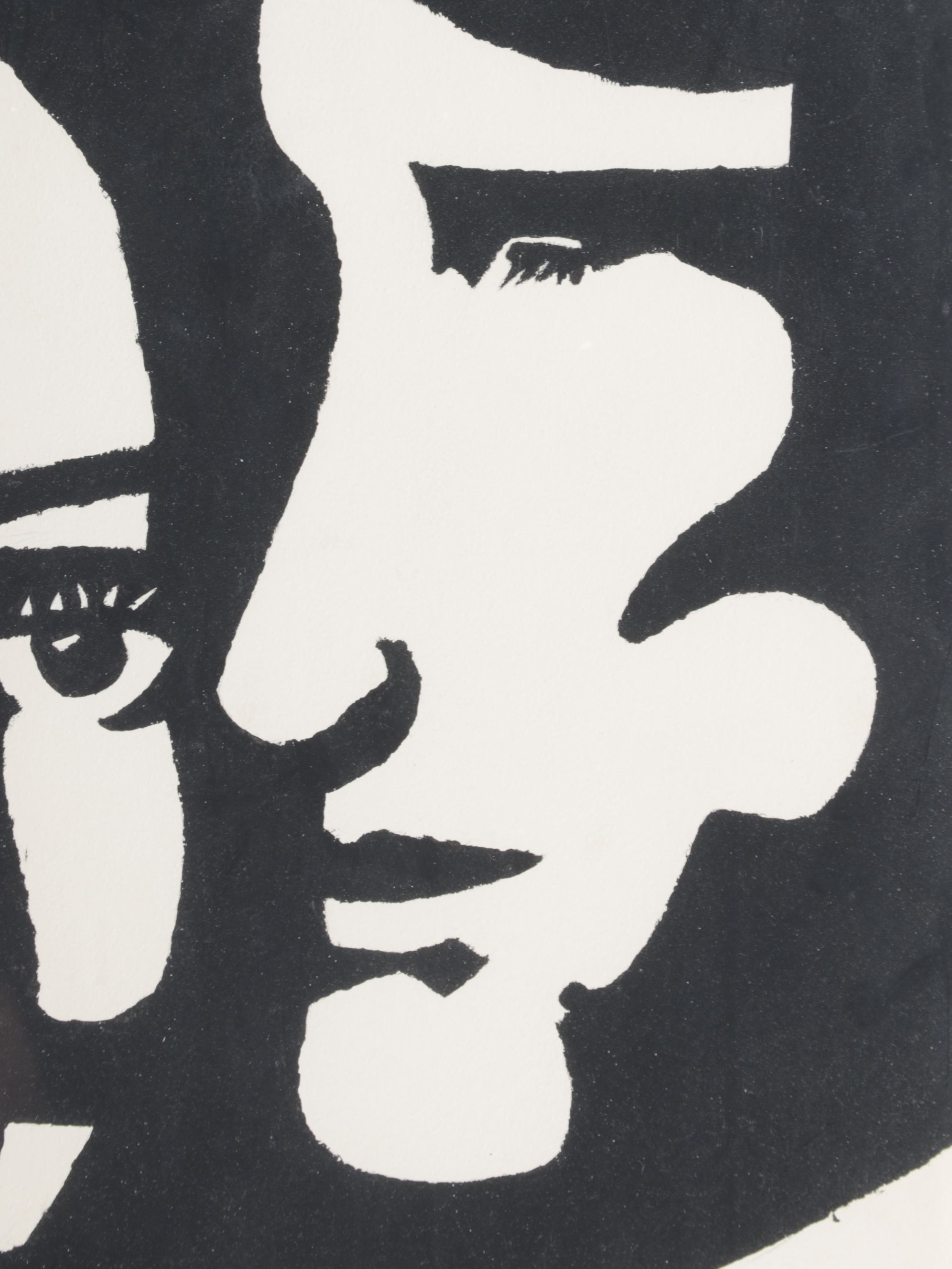 Don Chambers Black & White Acrylic Stencil Portrait "Couple", 1972