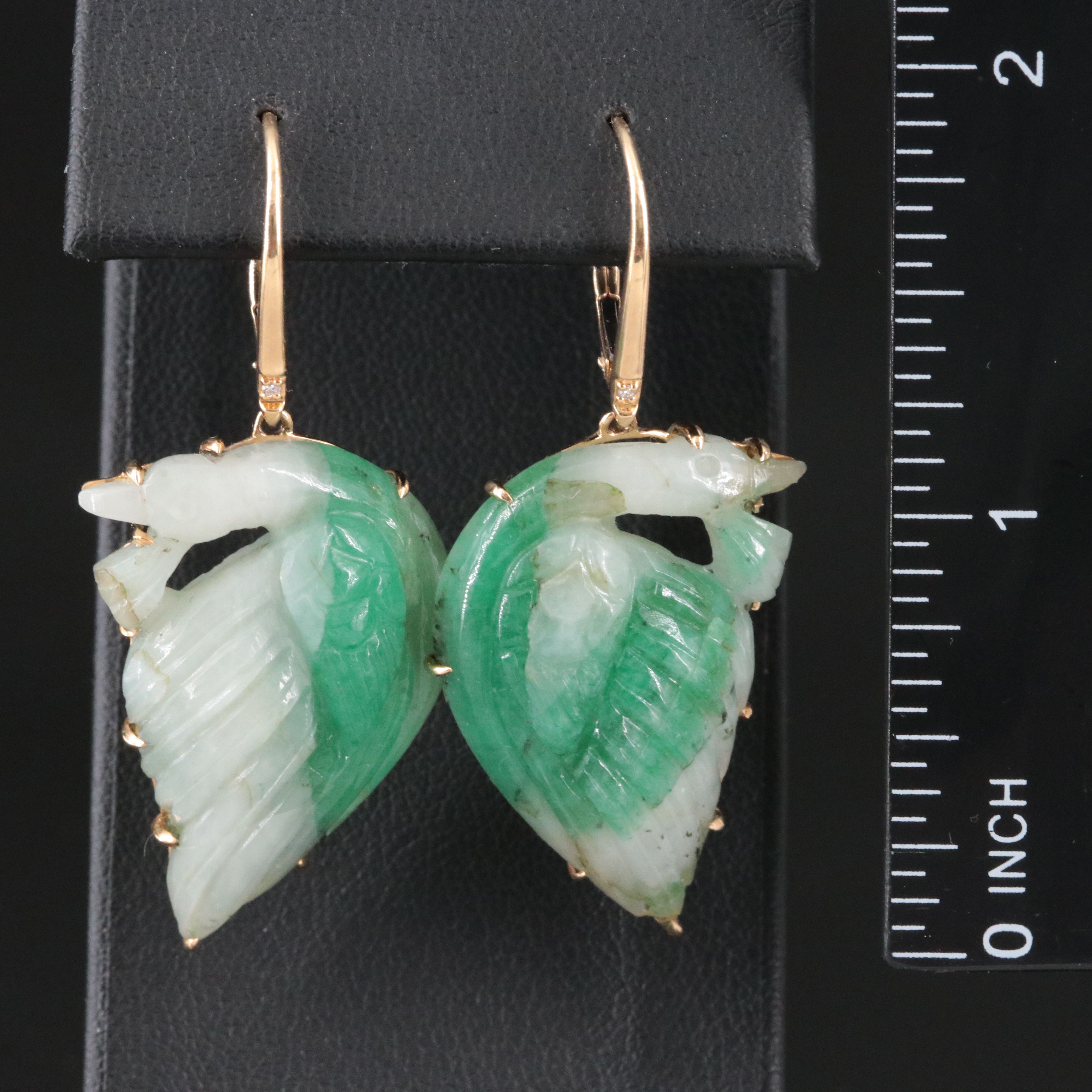 Chromia 18K Carved Beryl and Diamond Drop Earrings