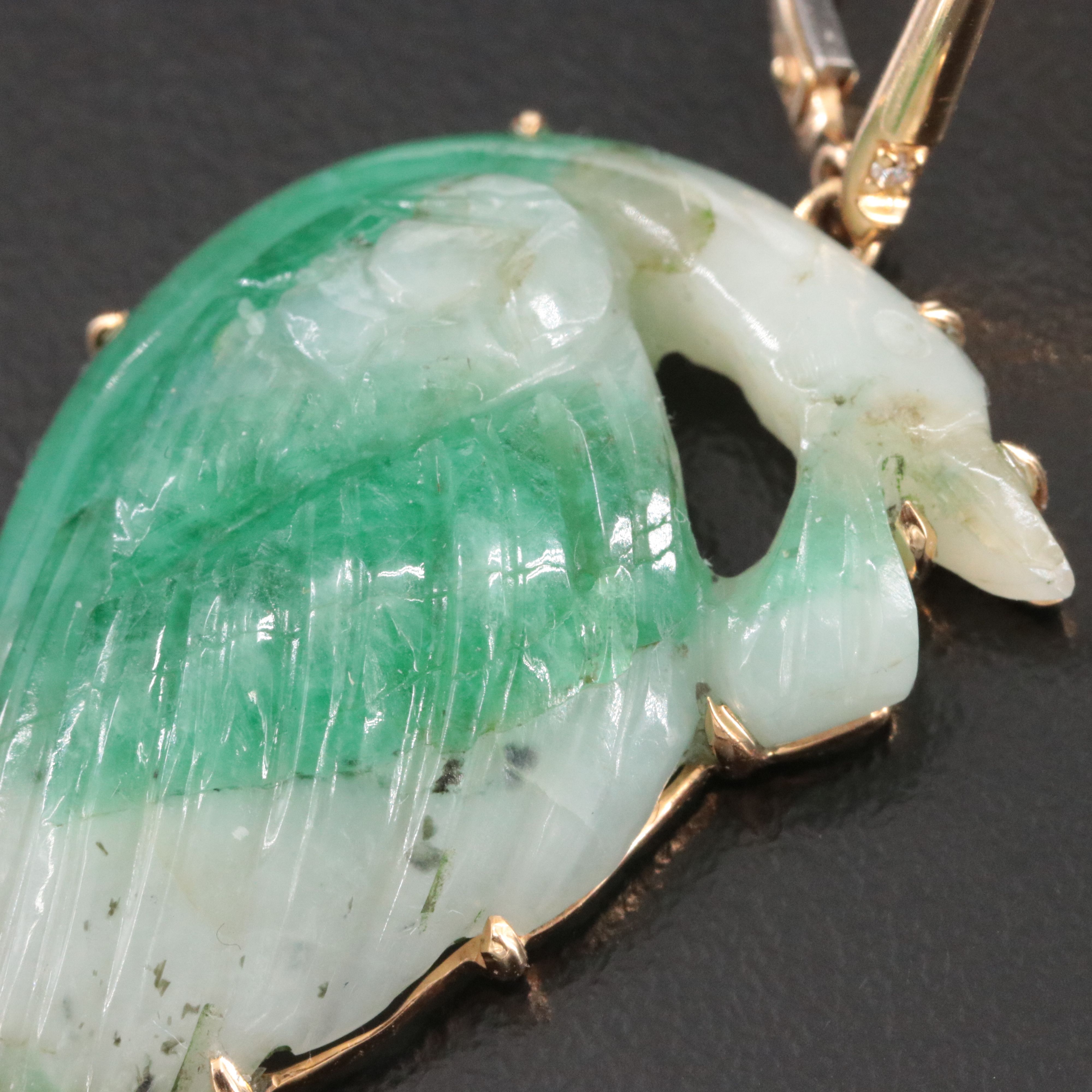 Chromia 18K Carved Beryl and Diamond Drop Earrings