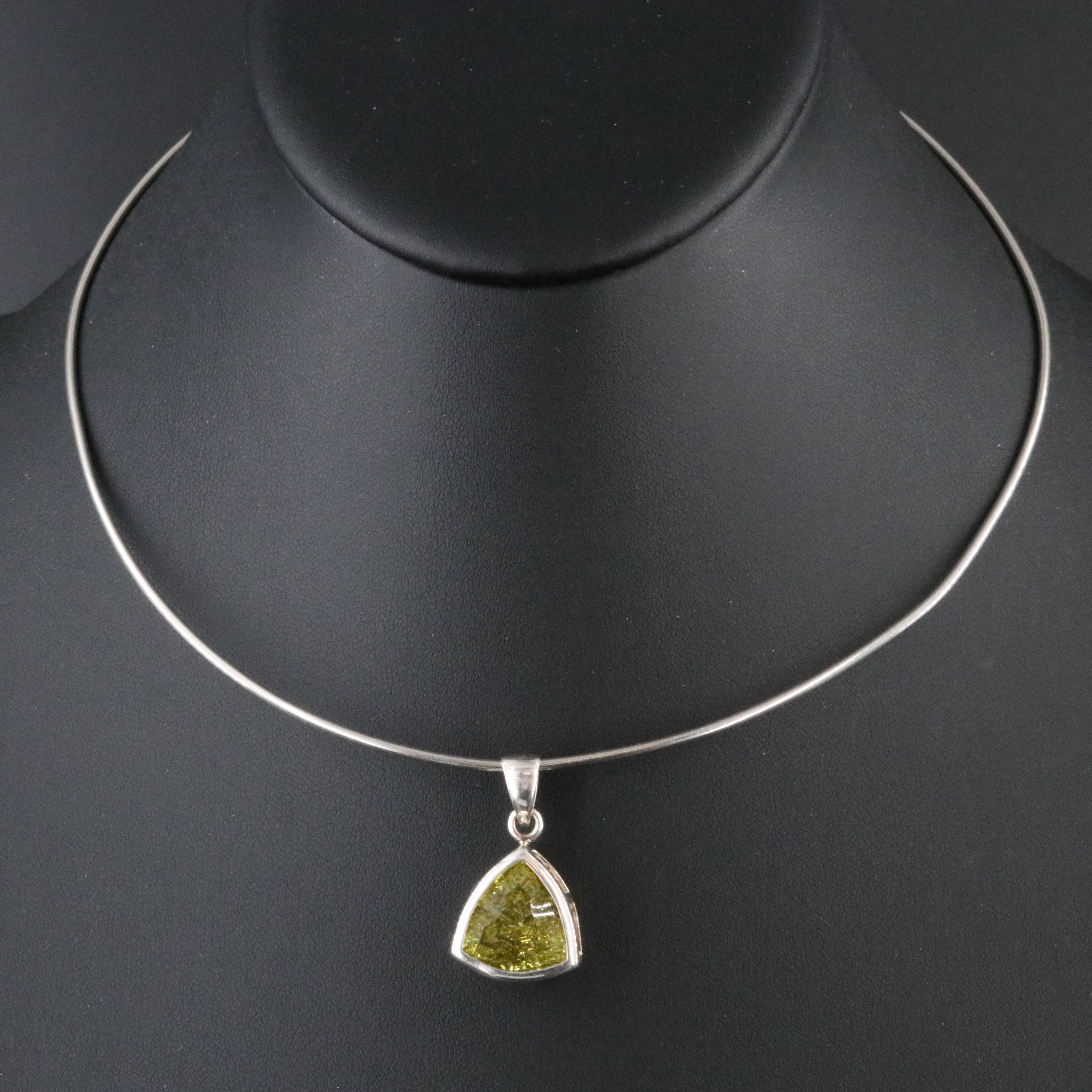 Sterling Citrine Pendant Collar Necklace
