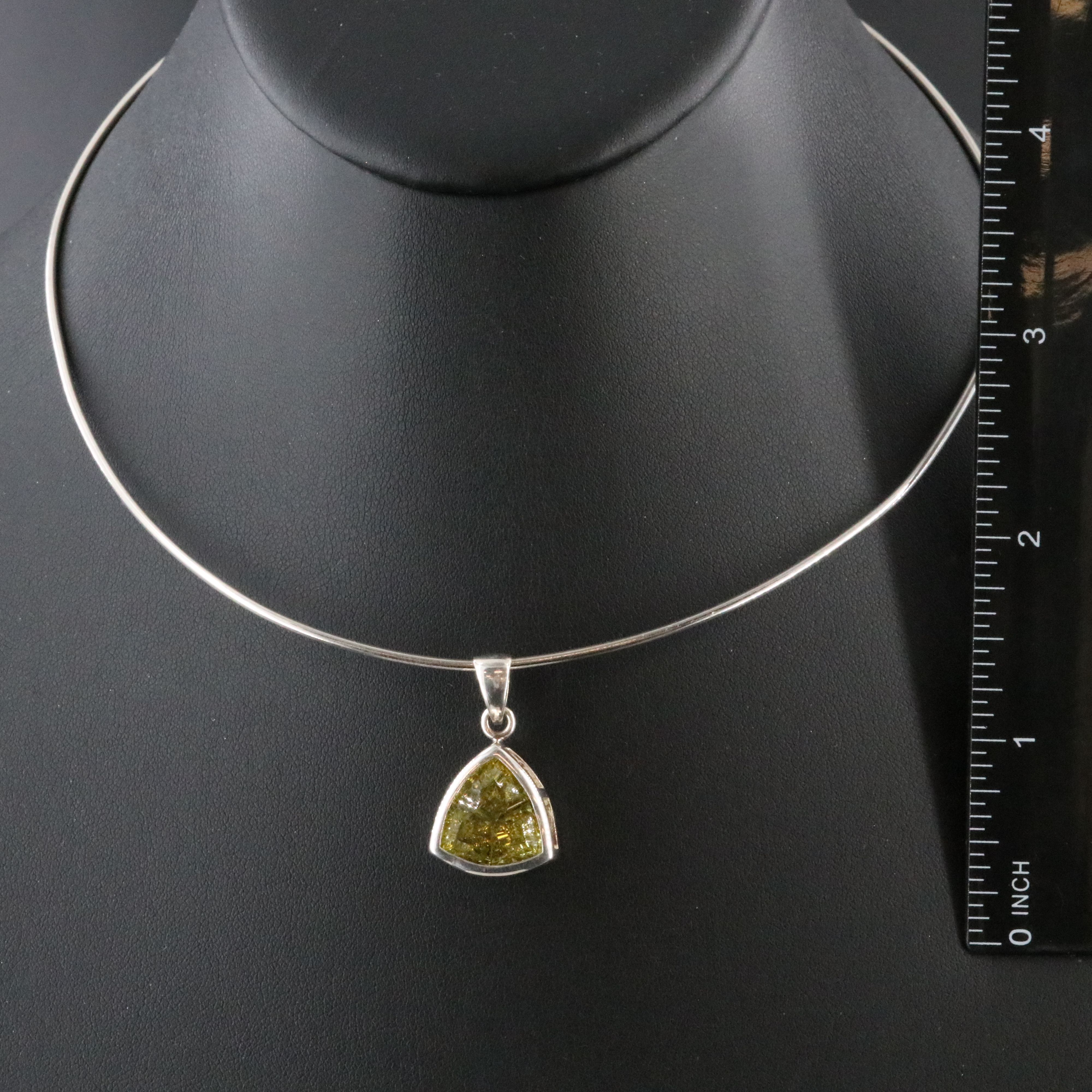 Sterling Citrine Pendant Collar Necklace