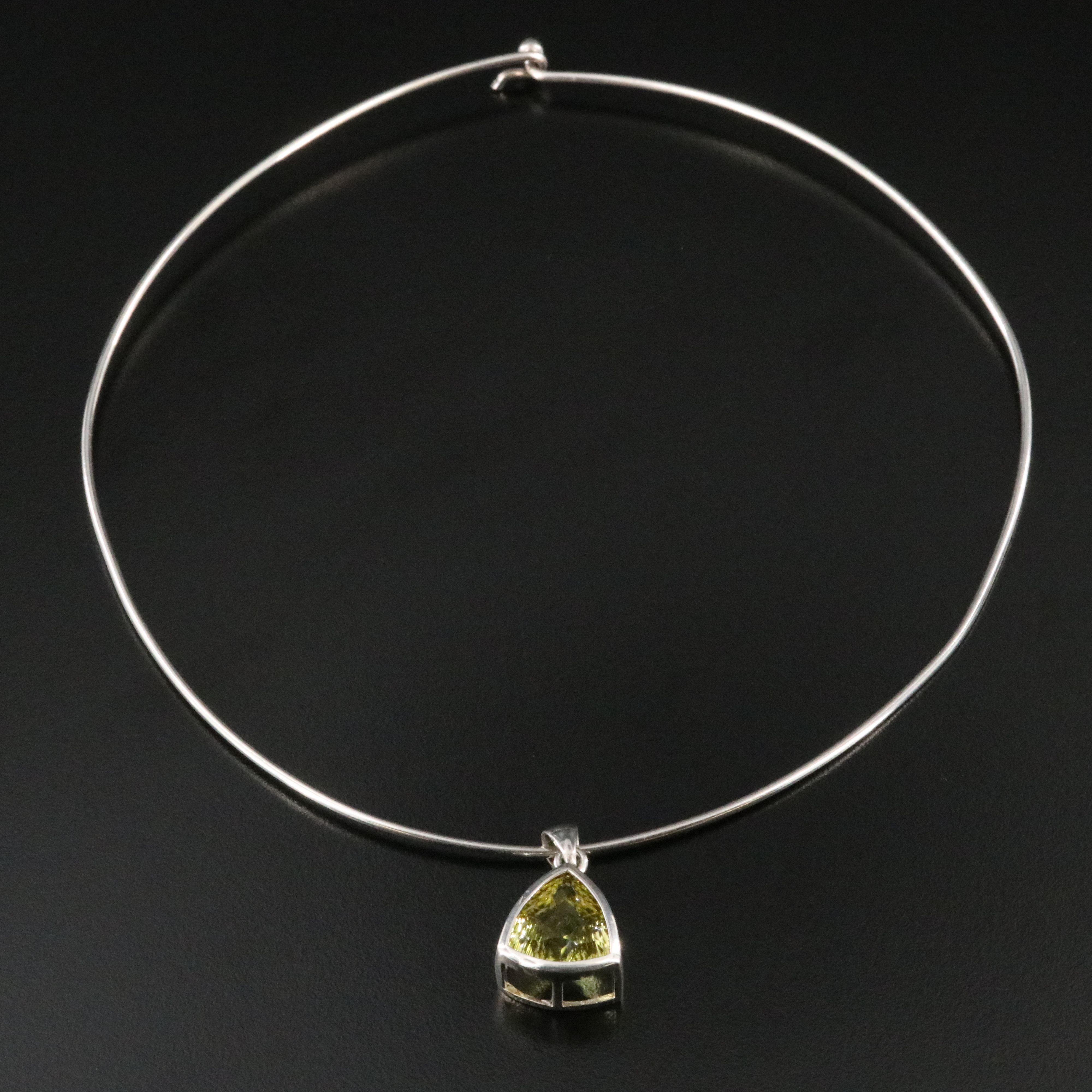Sterling Citrine Pendant Collar Necklace
