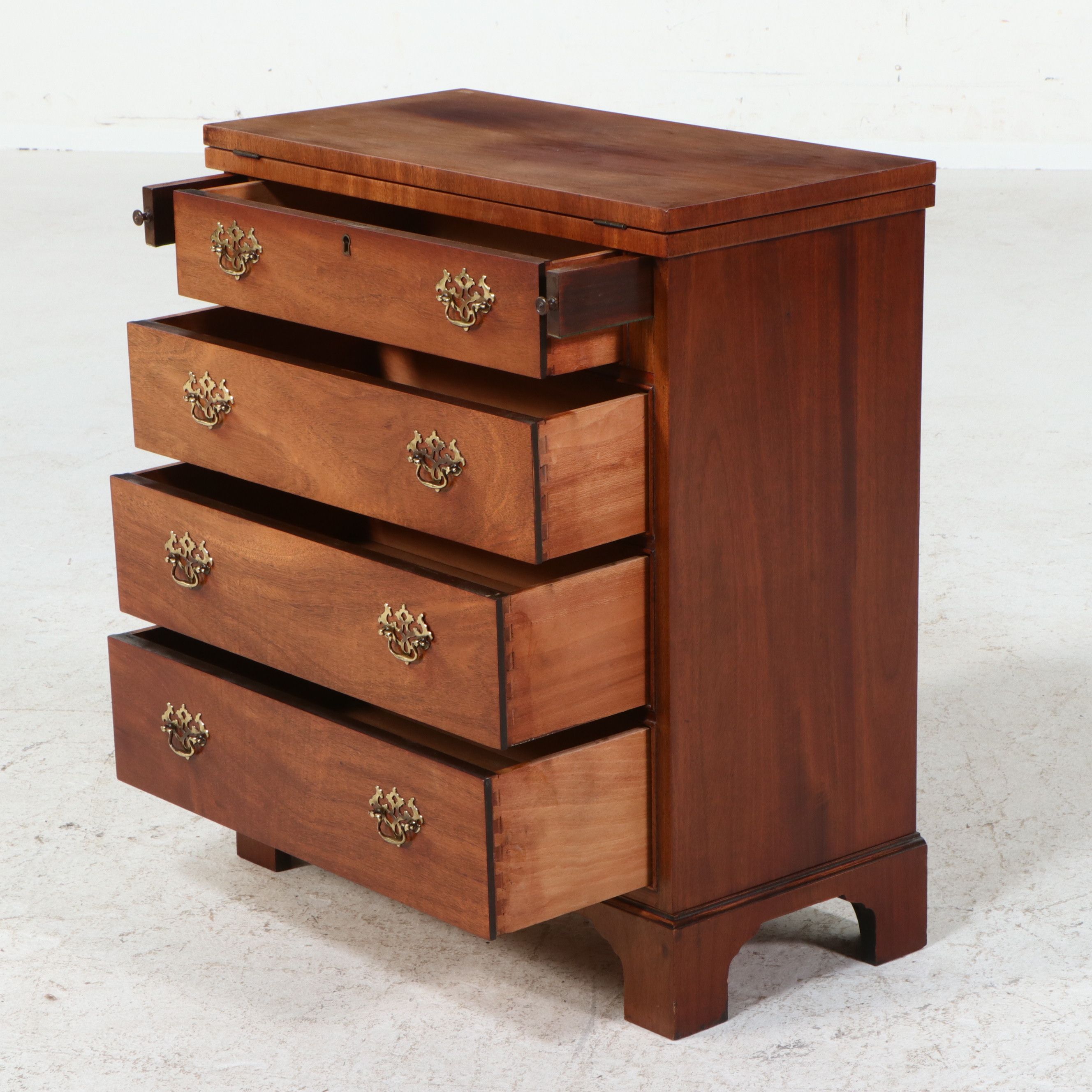 Chippendale Style Mahogany Bachelor's Chest with Flip-Top, Circa 1940-1950