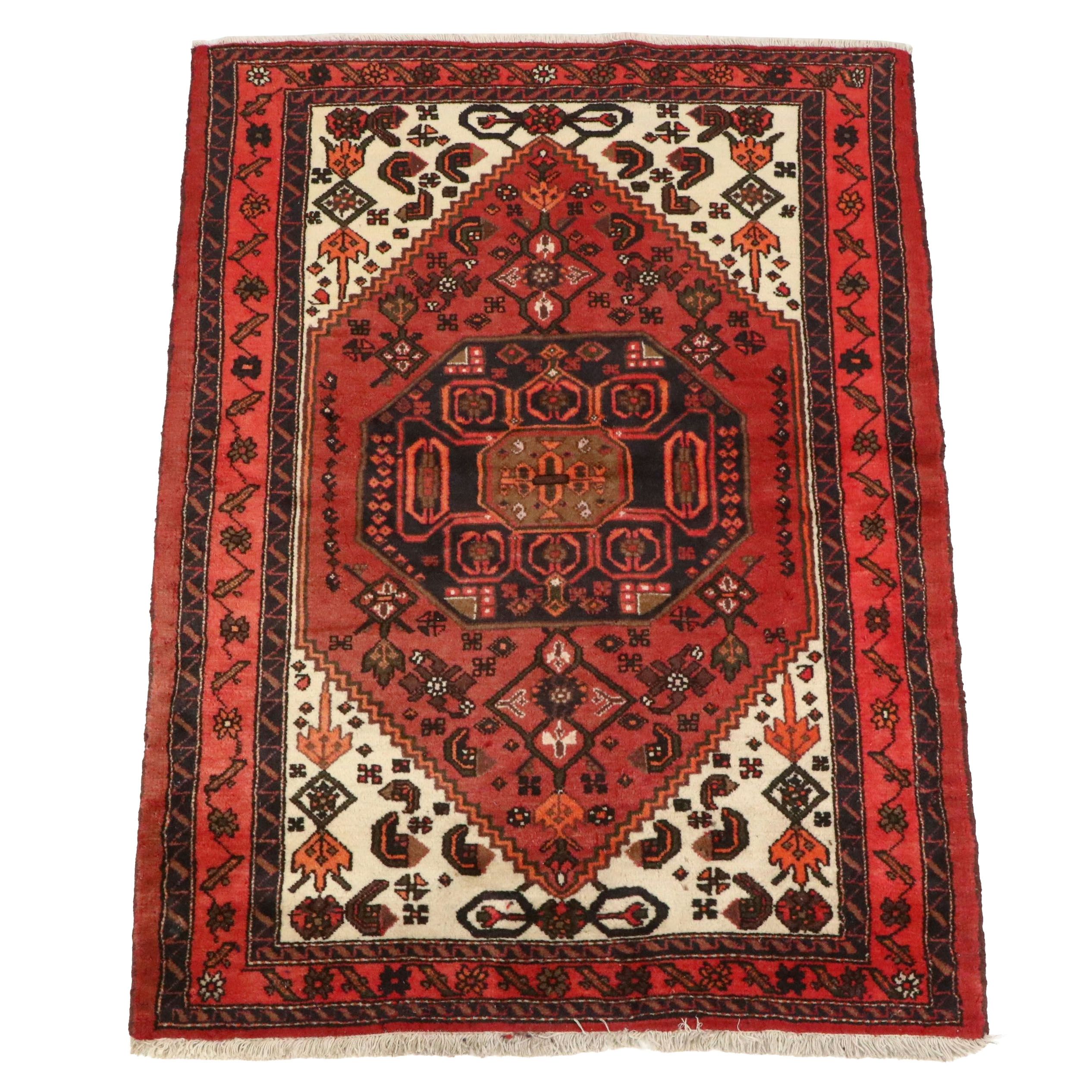 4'3 x 6'4 Hand-Knotted Persian Hamadan Area Rug