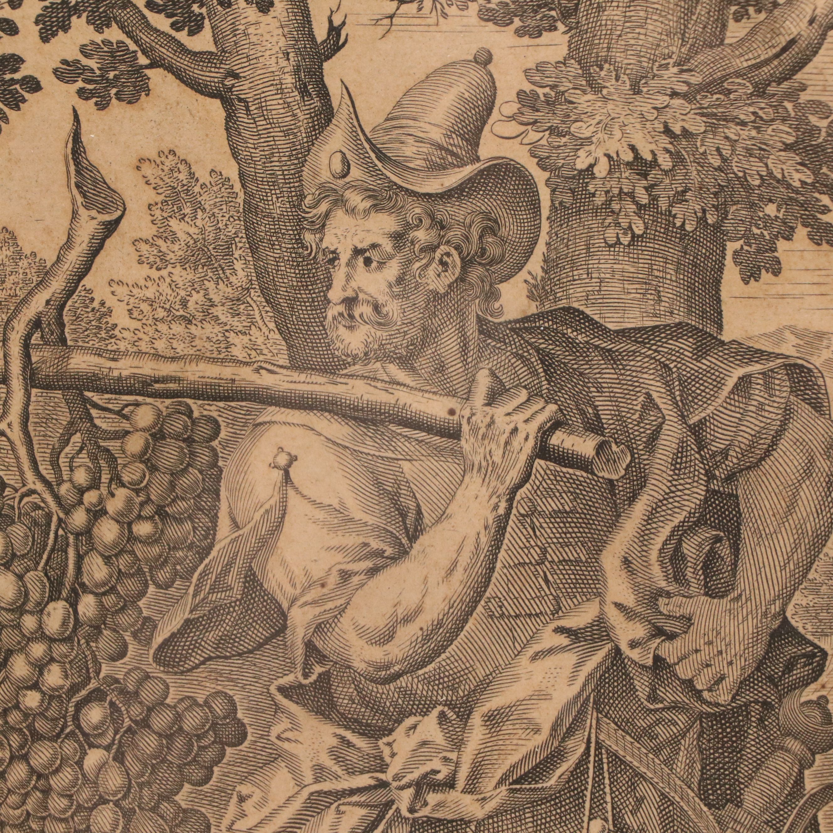 Claes Jansz. Visscher Engraving "Return of the Scouts from Canaan," 17th Century