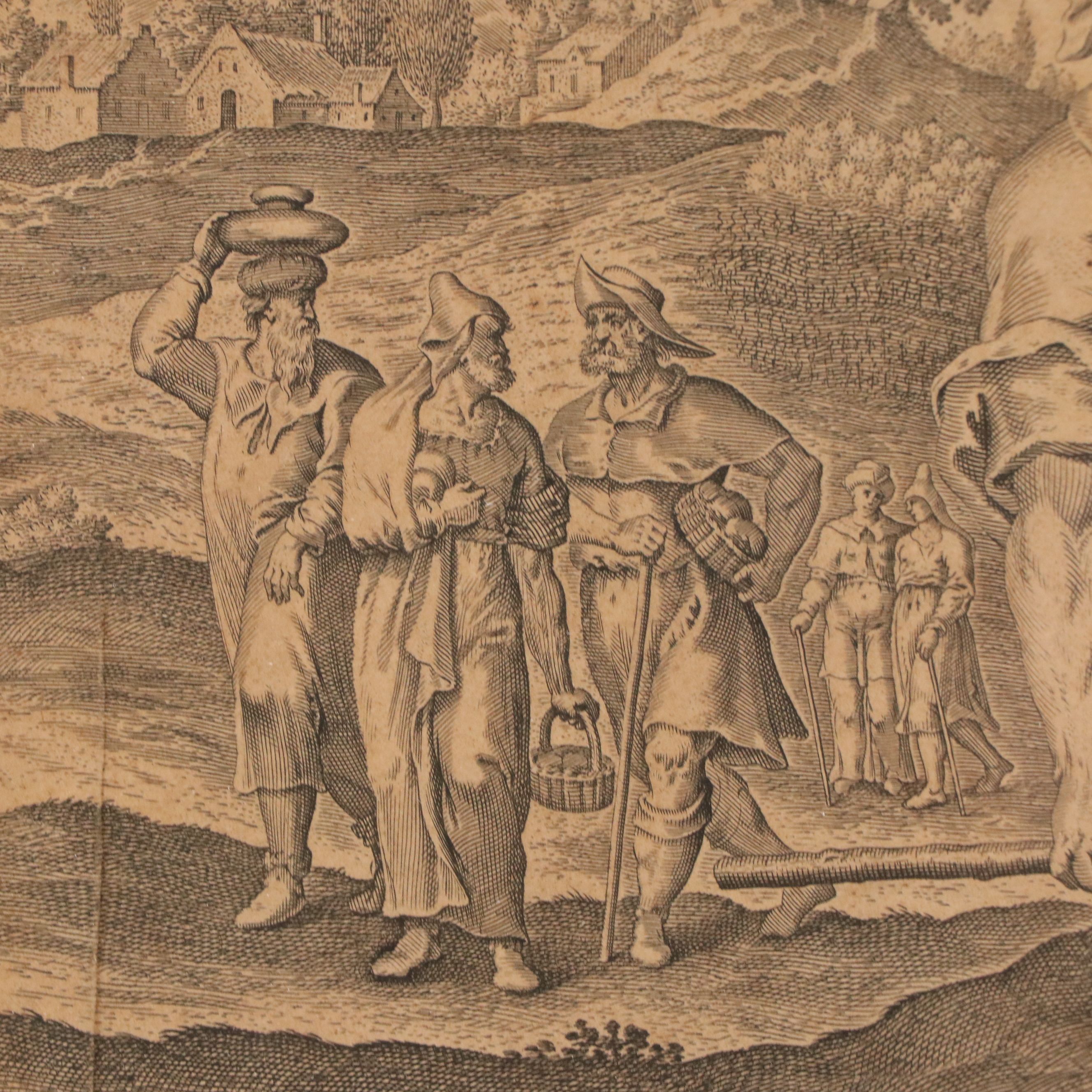 Claes Jansz. Visscher Engraving "Return of the Scouts from Canaan," 17th Century