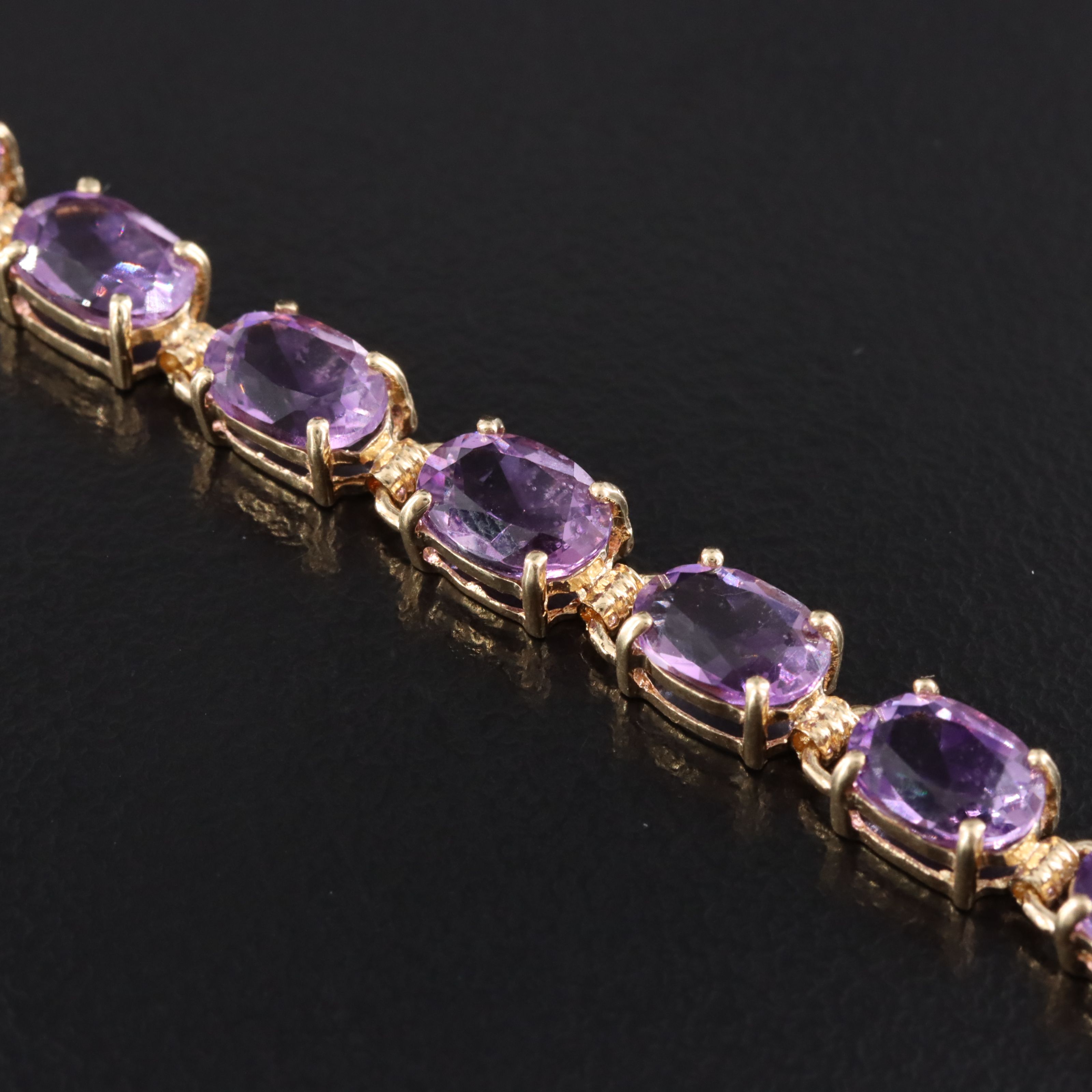 14K Amethyst Line Bracelet