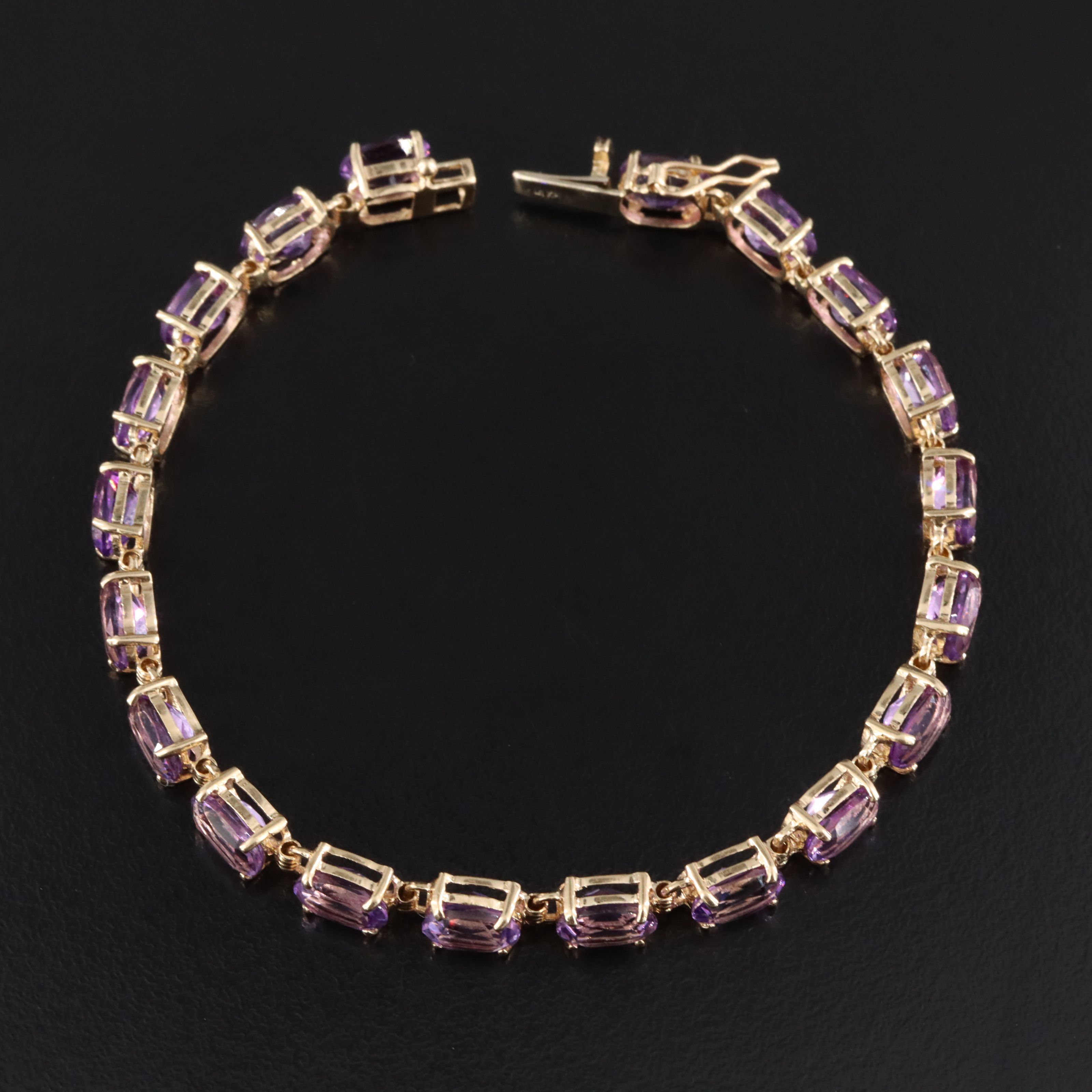 14K Amethyst Line Bracelet