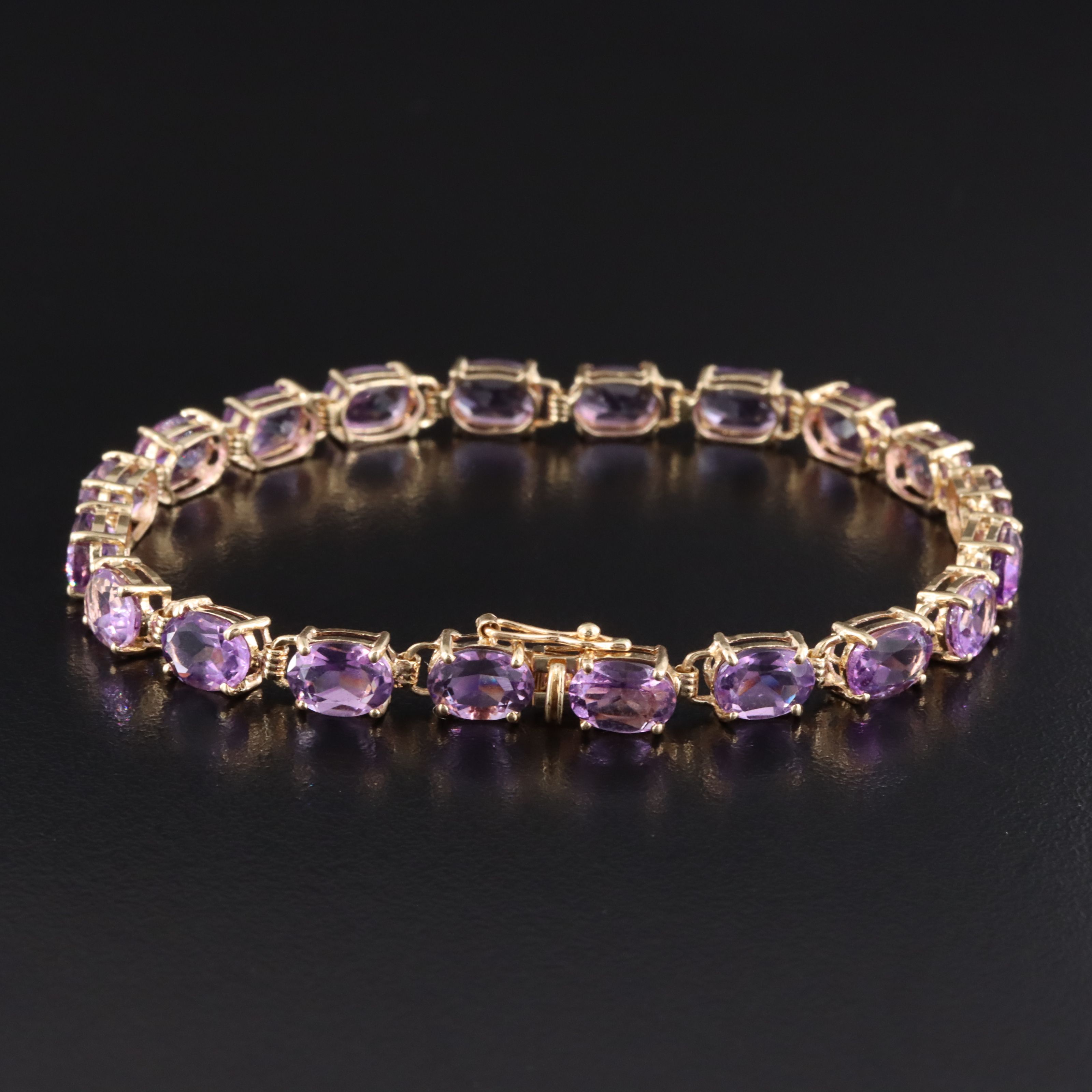 14K Amethyst Line Bracelet